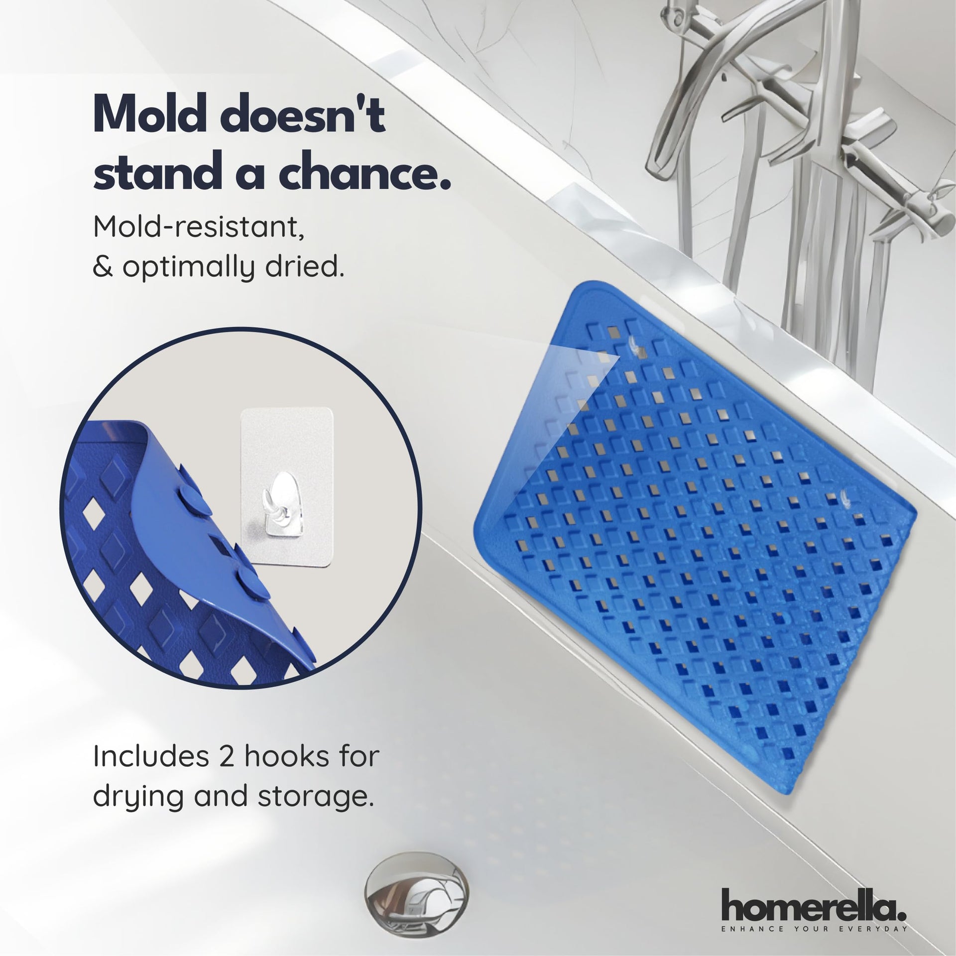 Bathtub Mat Non Slip 35x16 Shower Mat Non Slip Anti Mold BPA Free