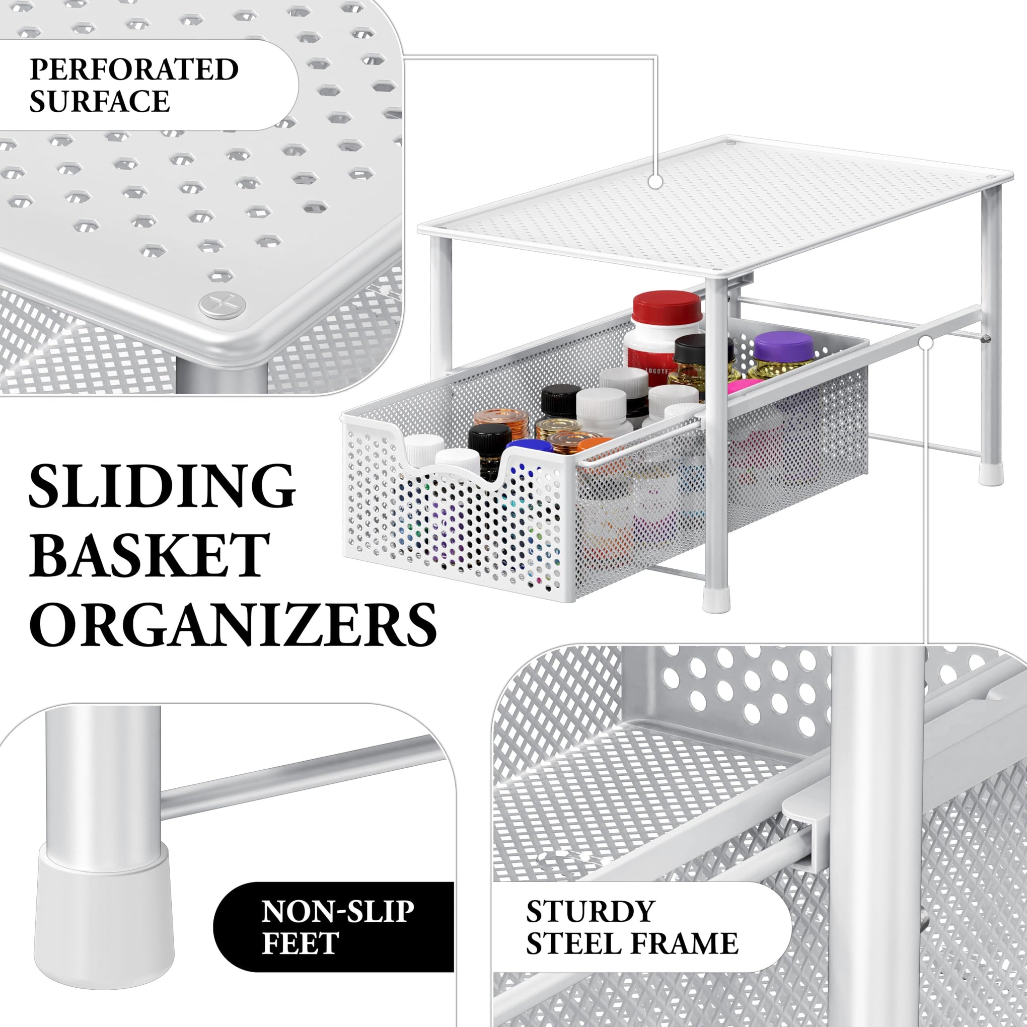 Stackable Under Sink Sliding Basket Drawer