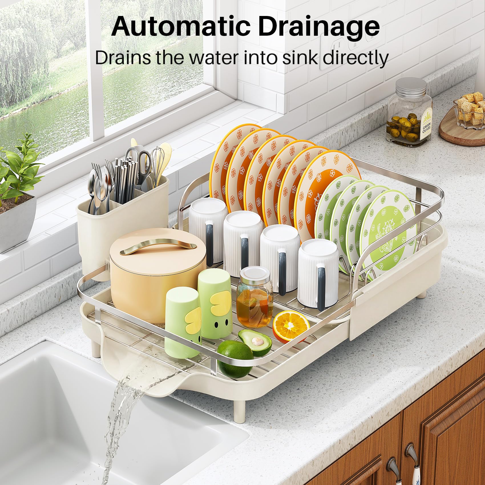 Expandable Dish Drying Rack for Small Kitchen Counter