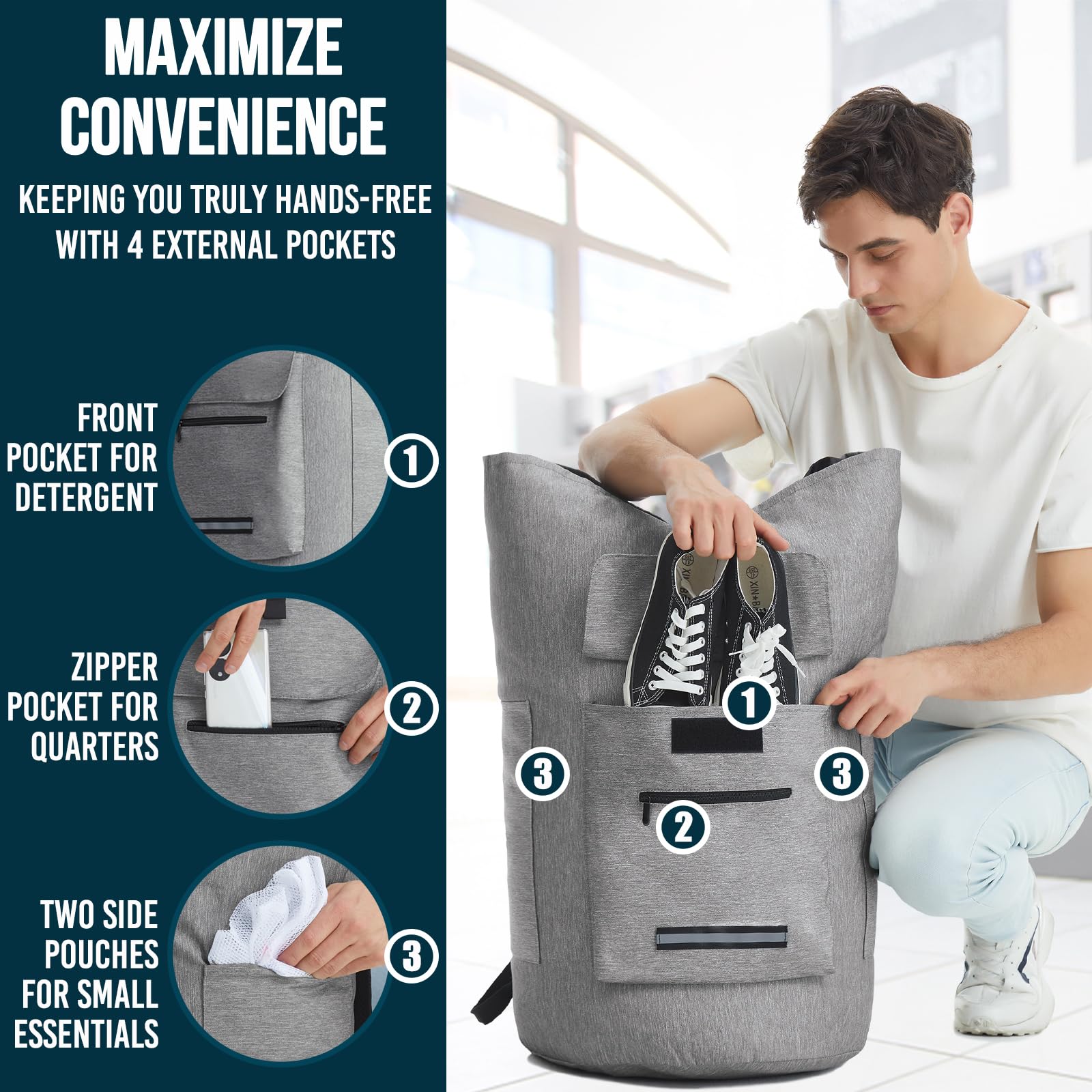 Laundry Backpack with Shoulder Straps