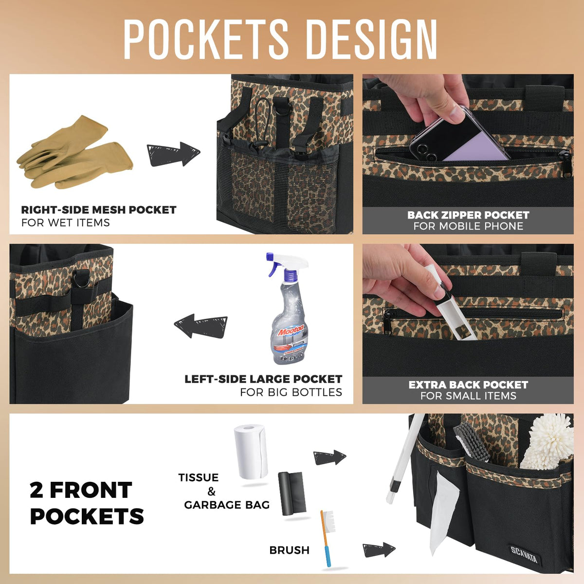 Compact Wearable Cleaning Caddy with Handle & Shoulder Straps
