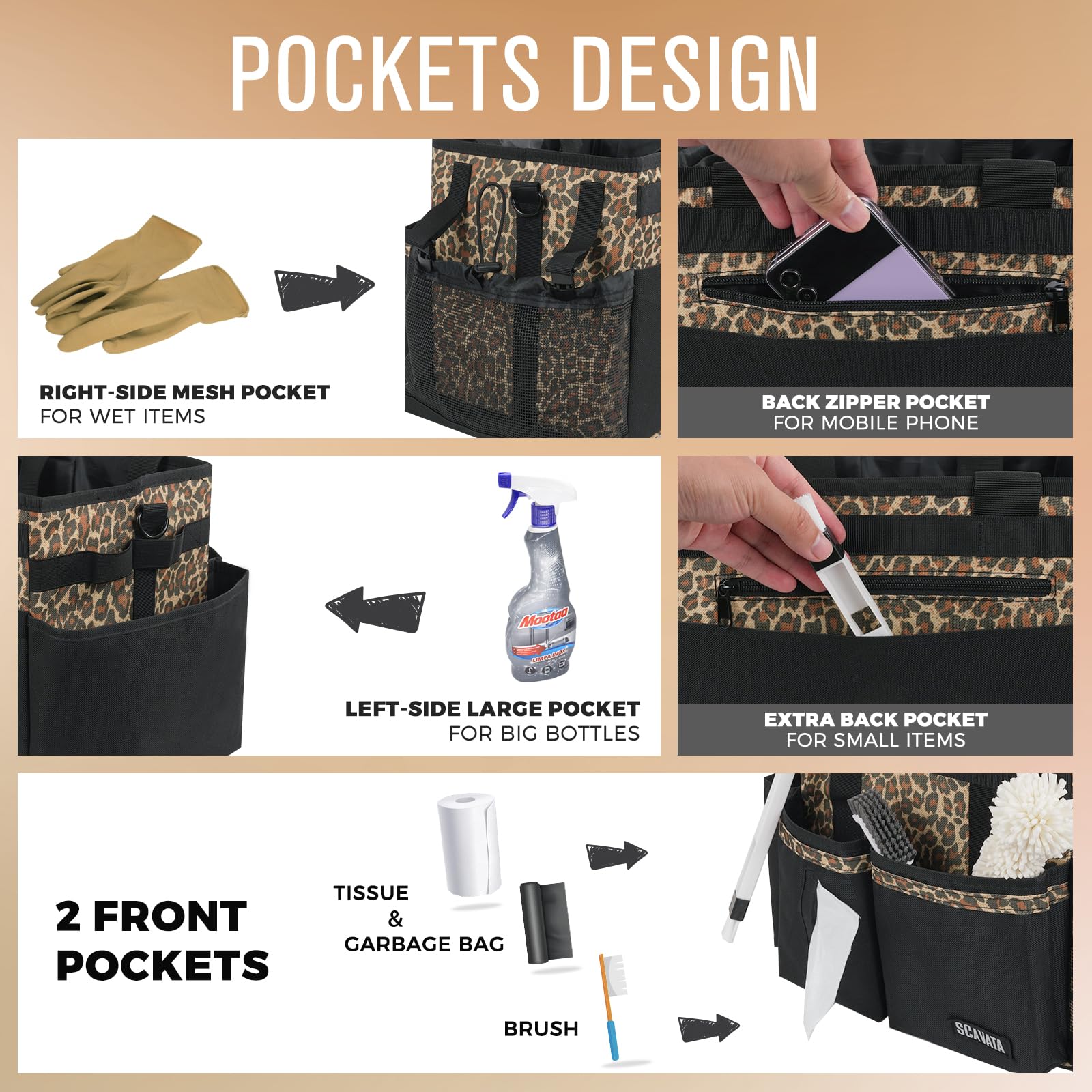 Compact Wearable Cleaning Caddy with Handle & Shoulder Straps