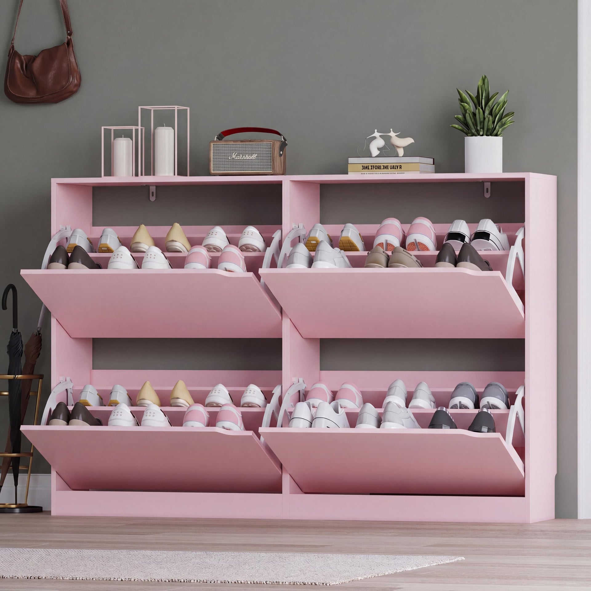 Shoe Cabinet with 4 Flip Drawers
