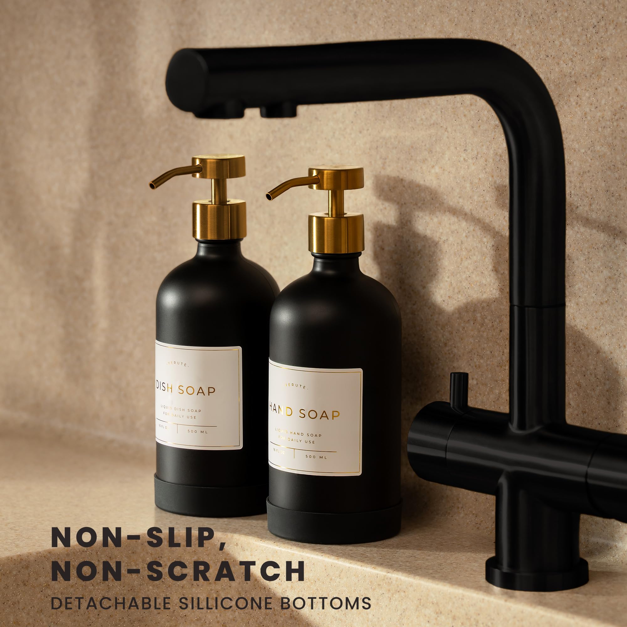 Hand and Dish Soap Dispenser for Kitchen and Bathroom (2 Count)
