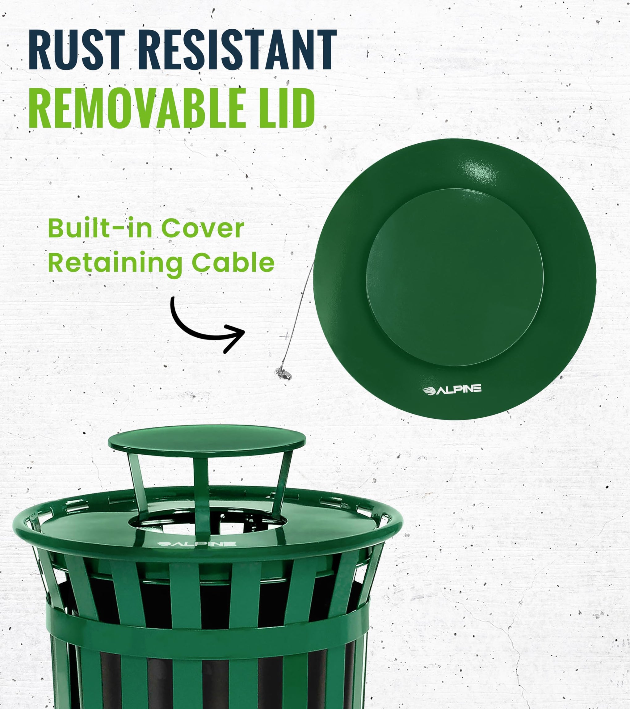Industries Outdoor Metal Waste Receptacle Rain Bonnet Lid