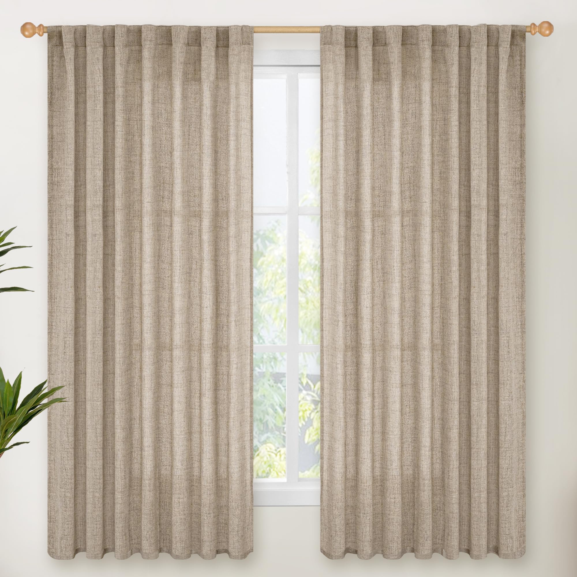 Oatmeal Linen Curtains 60 X 63 Inch Length (2 Count)