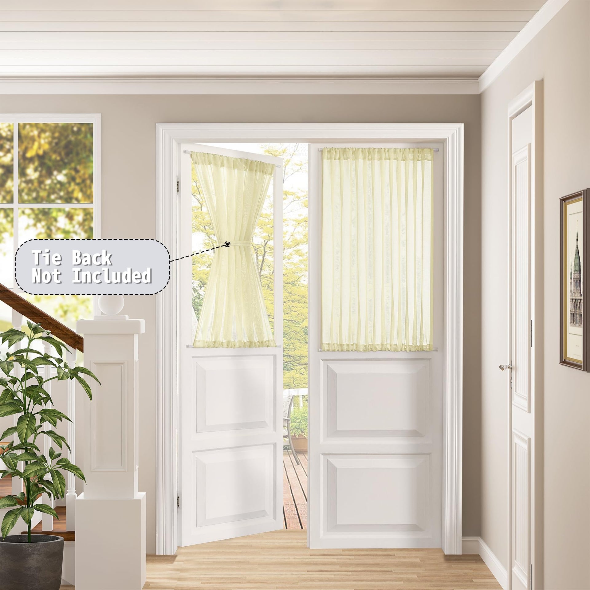 Sheer Door Curtains Closet Linen Textured Curtain Sheers Doorway Light Filtering Voile French Doors Rod Pocket Curtains Patio Glass Door