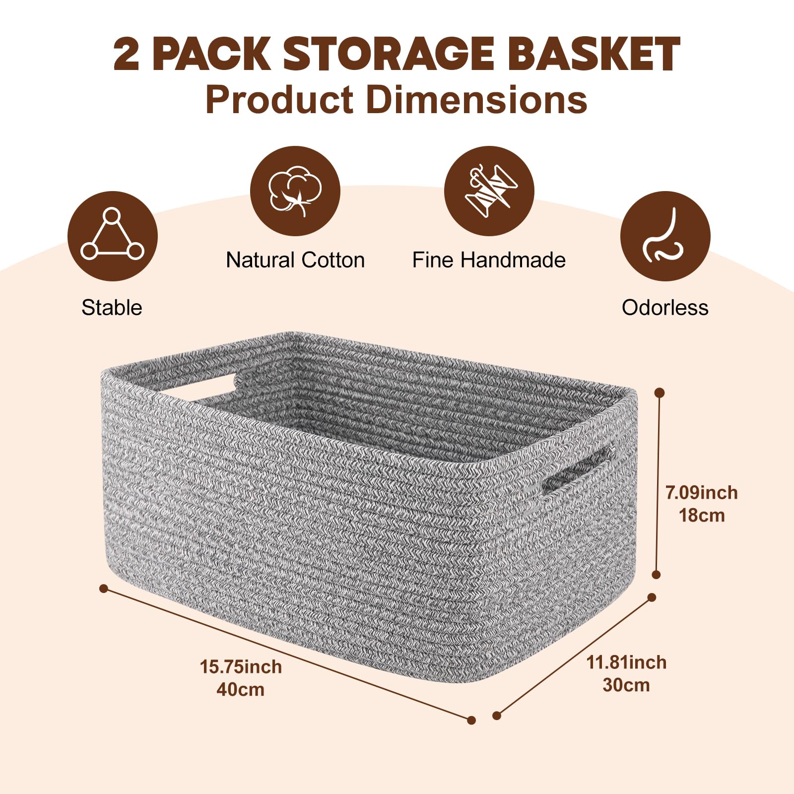 Storage Basket for Shelves (2 Count)