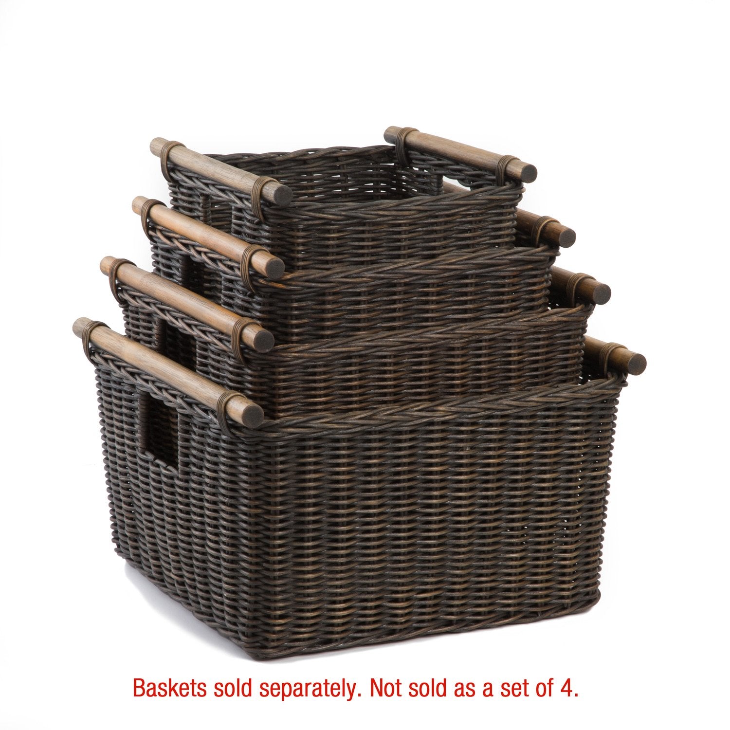 Deep Pole Handle Wicker Storage Basket