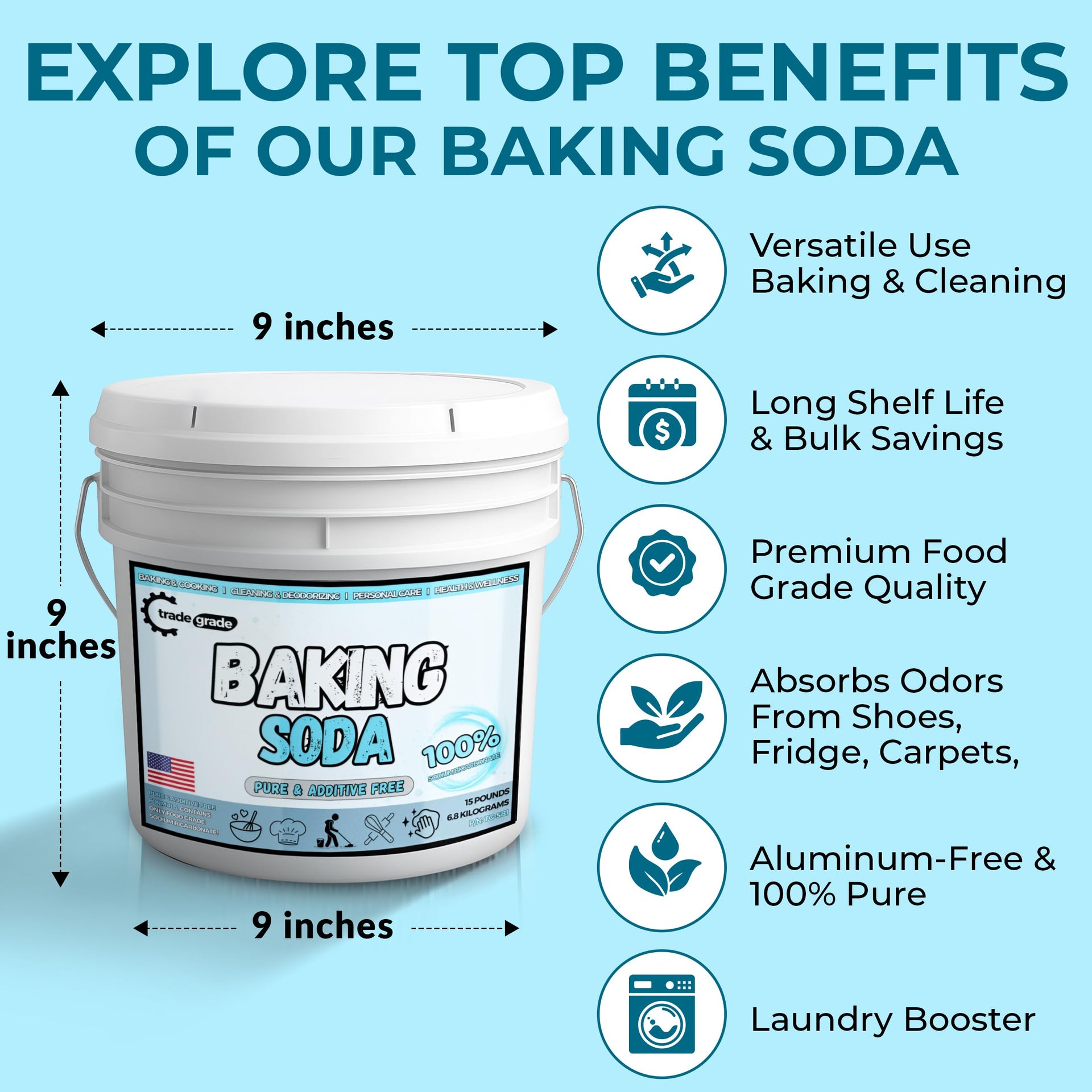 TradeGrade Pure Baking Soda Powder (240 Ounce)
