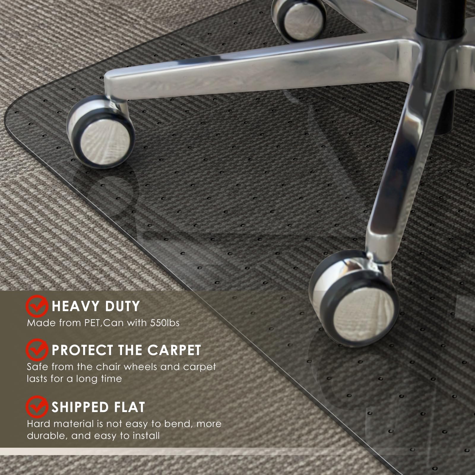 Heavy Duty Office Chair Mat for Carpet 32" x 48" Hard Material