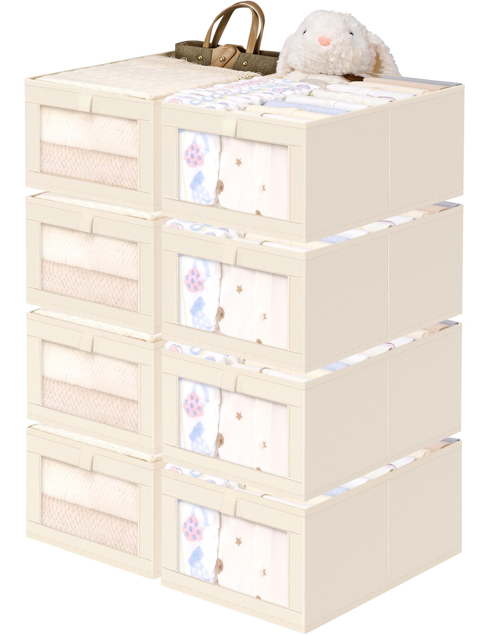 Beige Linen Closet Organizers and Storage (8 Count)