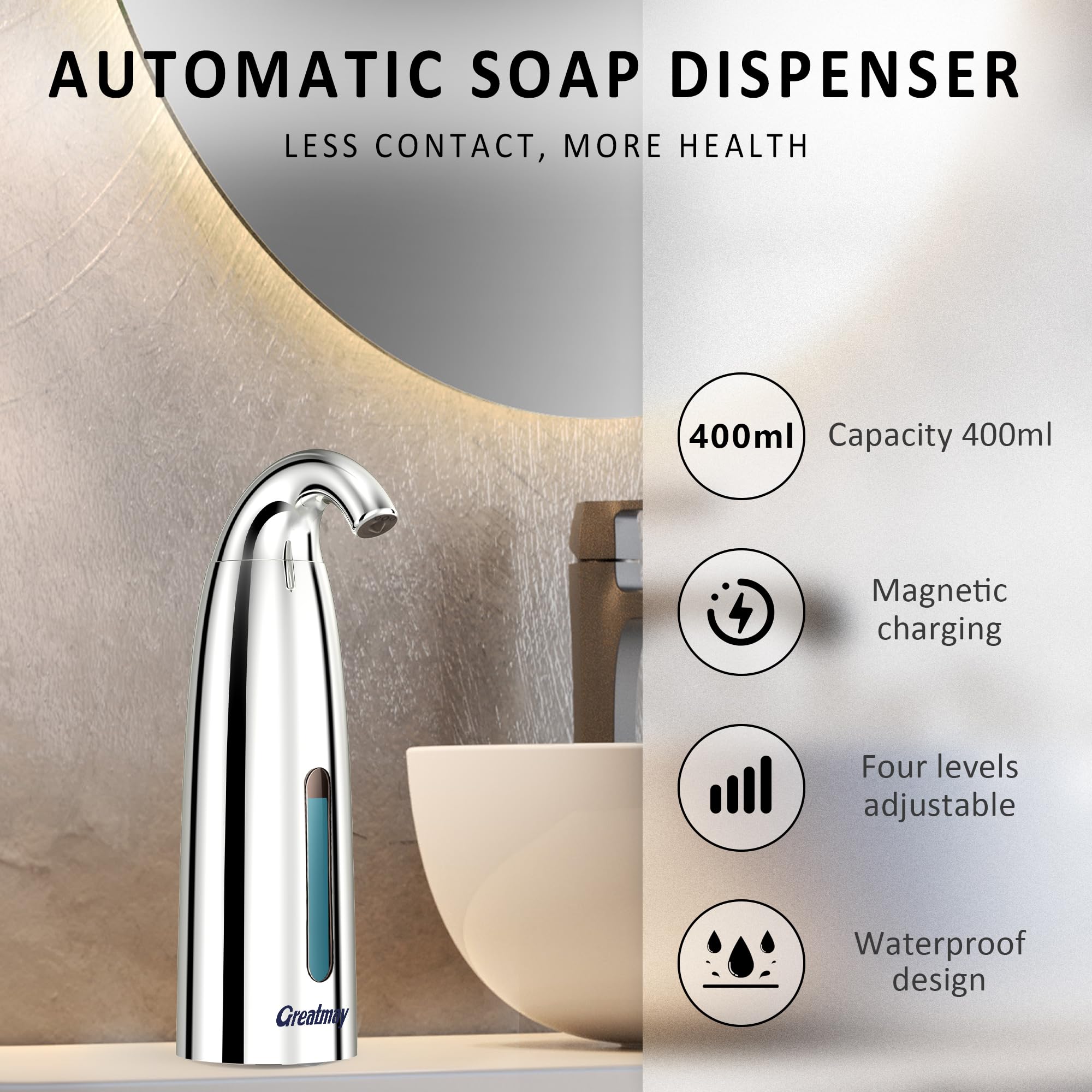 Touchless Automatic Soap Dispenser 400ml Rechargeable