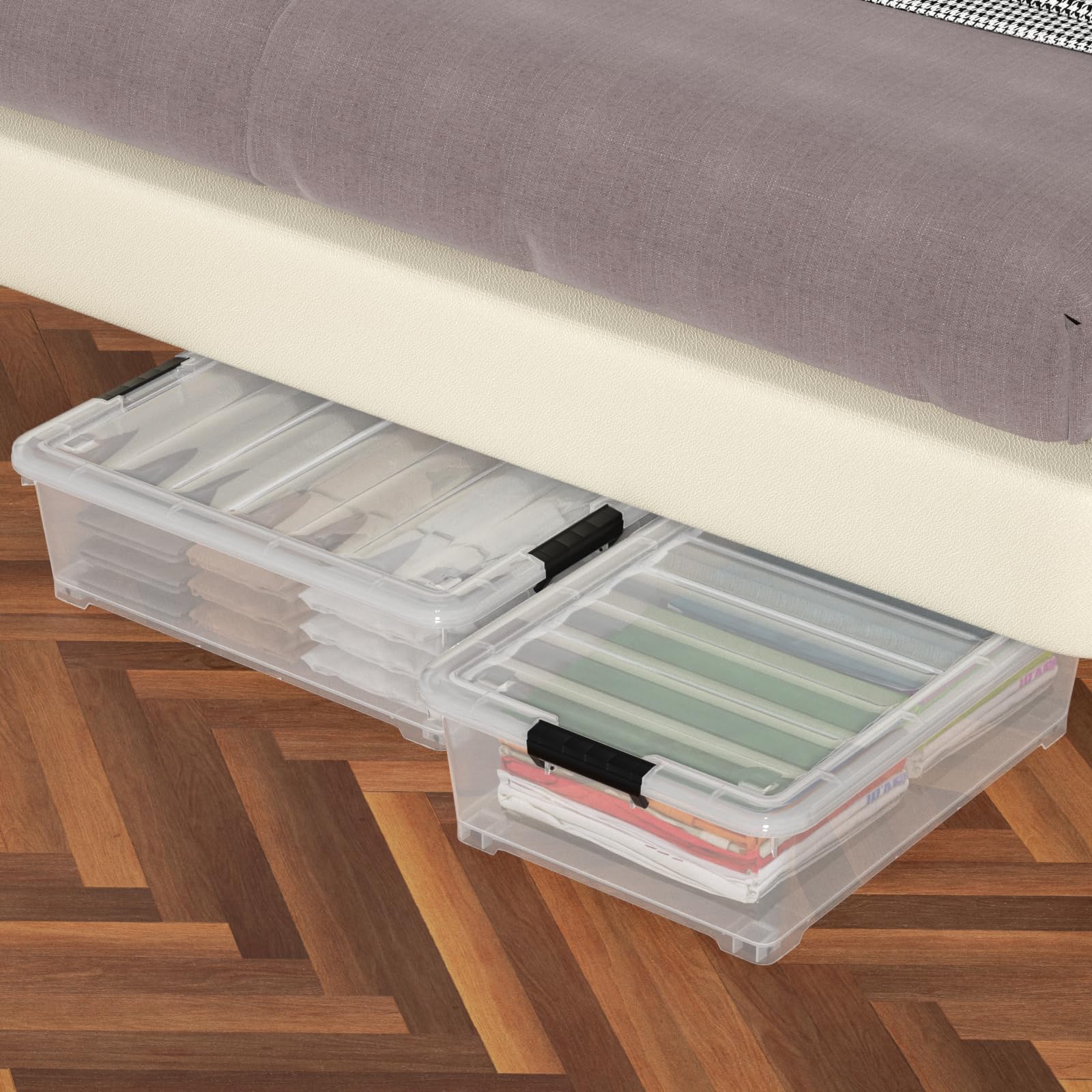 25 Quart Clear Under Bed Storage Container with Wheels (4 Count)