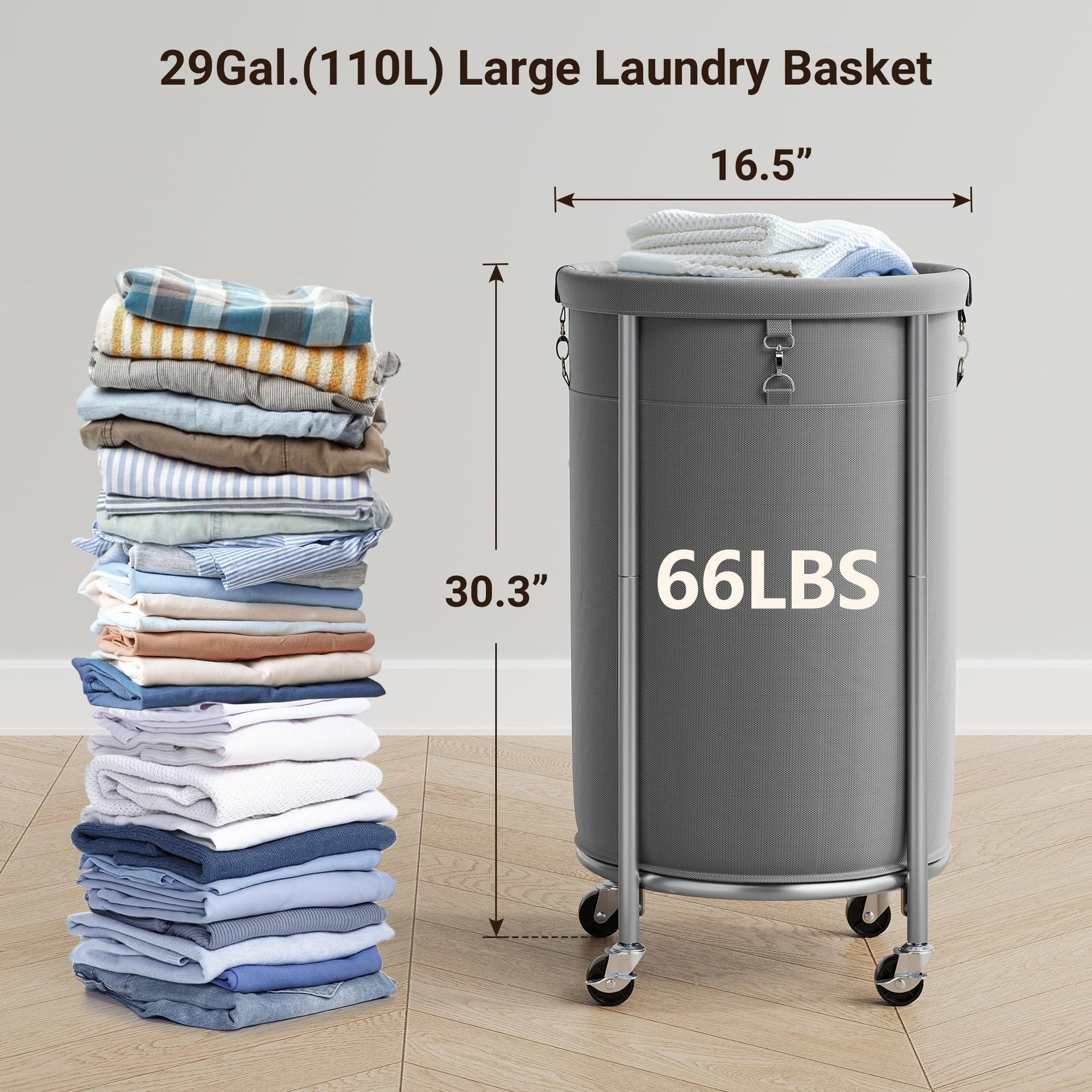 Laundry Basket with Wheels