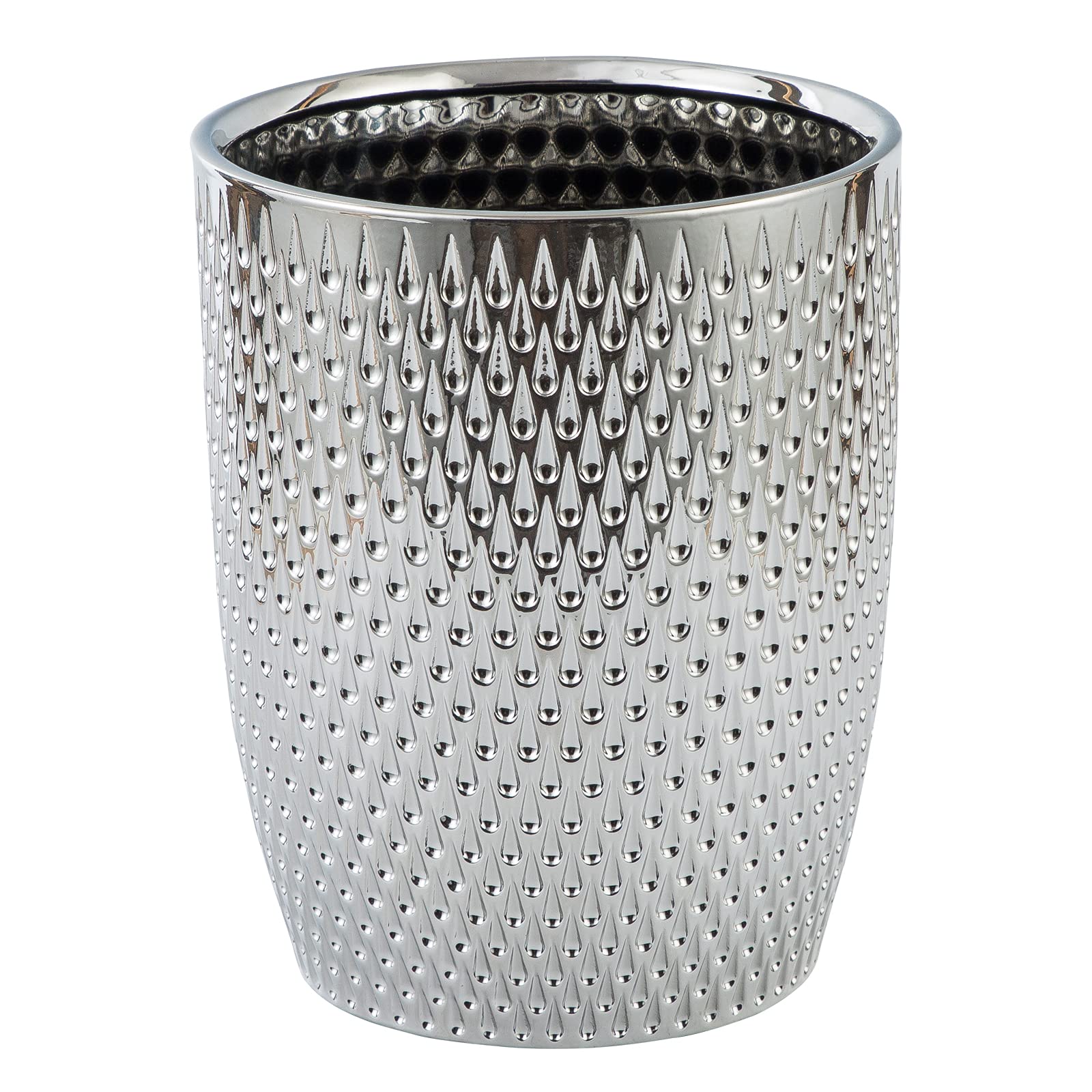 Modern Round Silver Small Trash Can Wastebasket