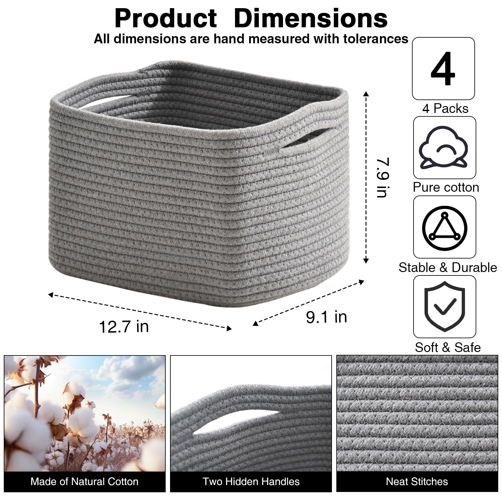 Small Storage Baskets for Organizing (4 Count)
