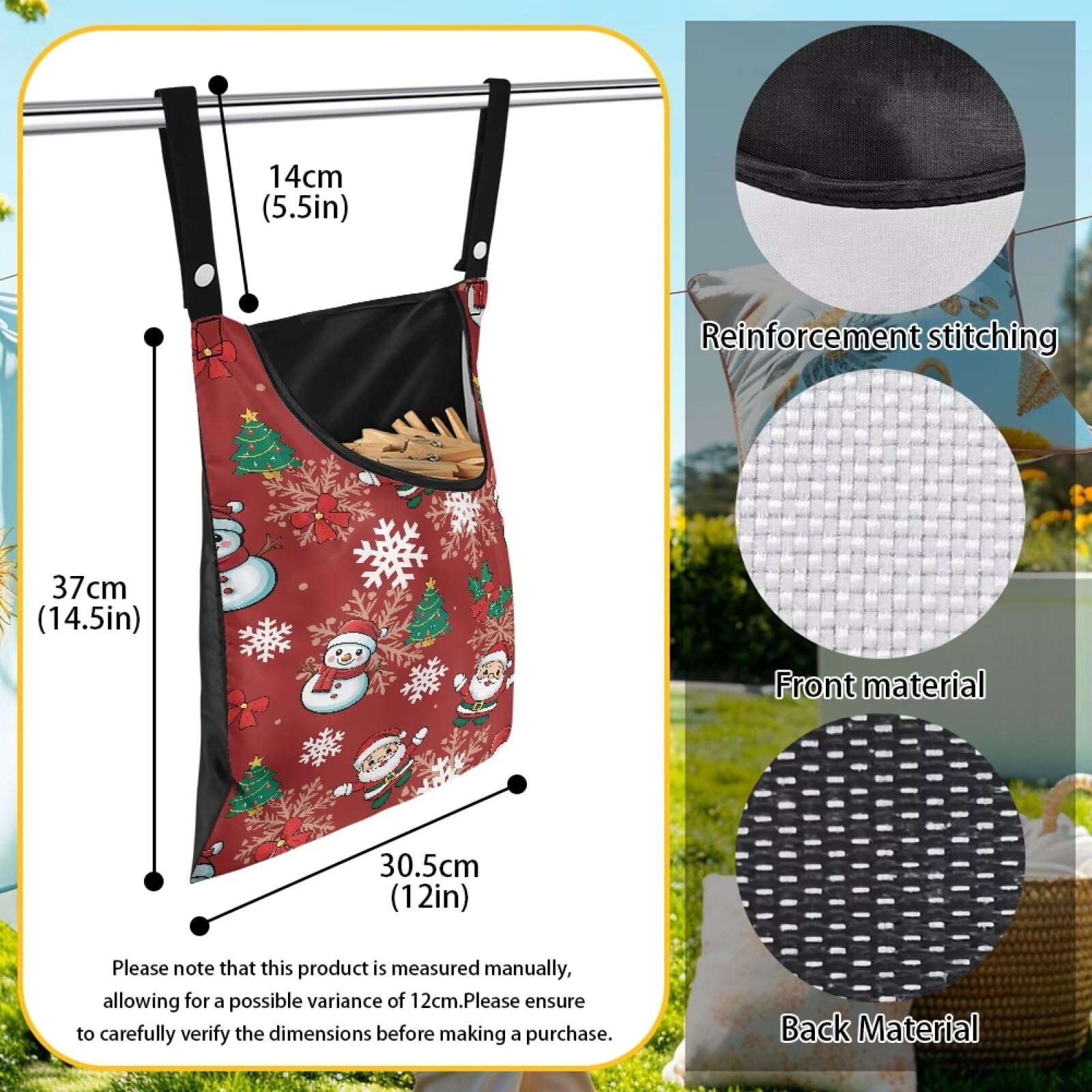 Christmas Theme Handy Clothespin Bags Maple Leaf Space