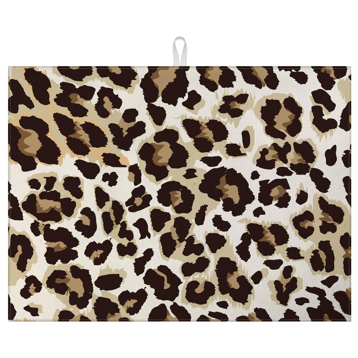 Brown Leopard Dish Drying Mat for Kitchen Counter Microfiber Absorbent Dish Kitchen Drying Mat Draining Reusable Washable for Dishes
