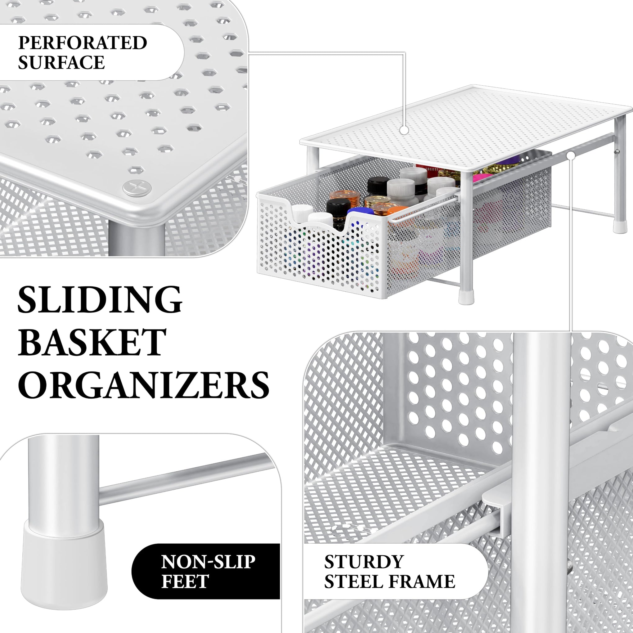 Stackable Cabinet Basket Drawer Organizer