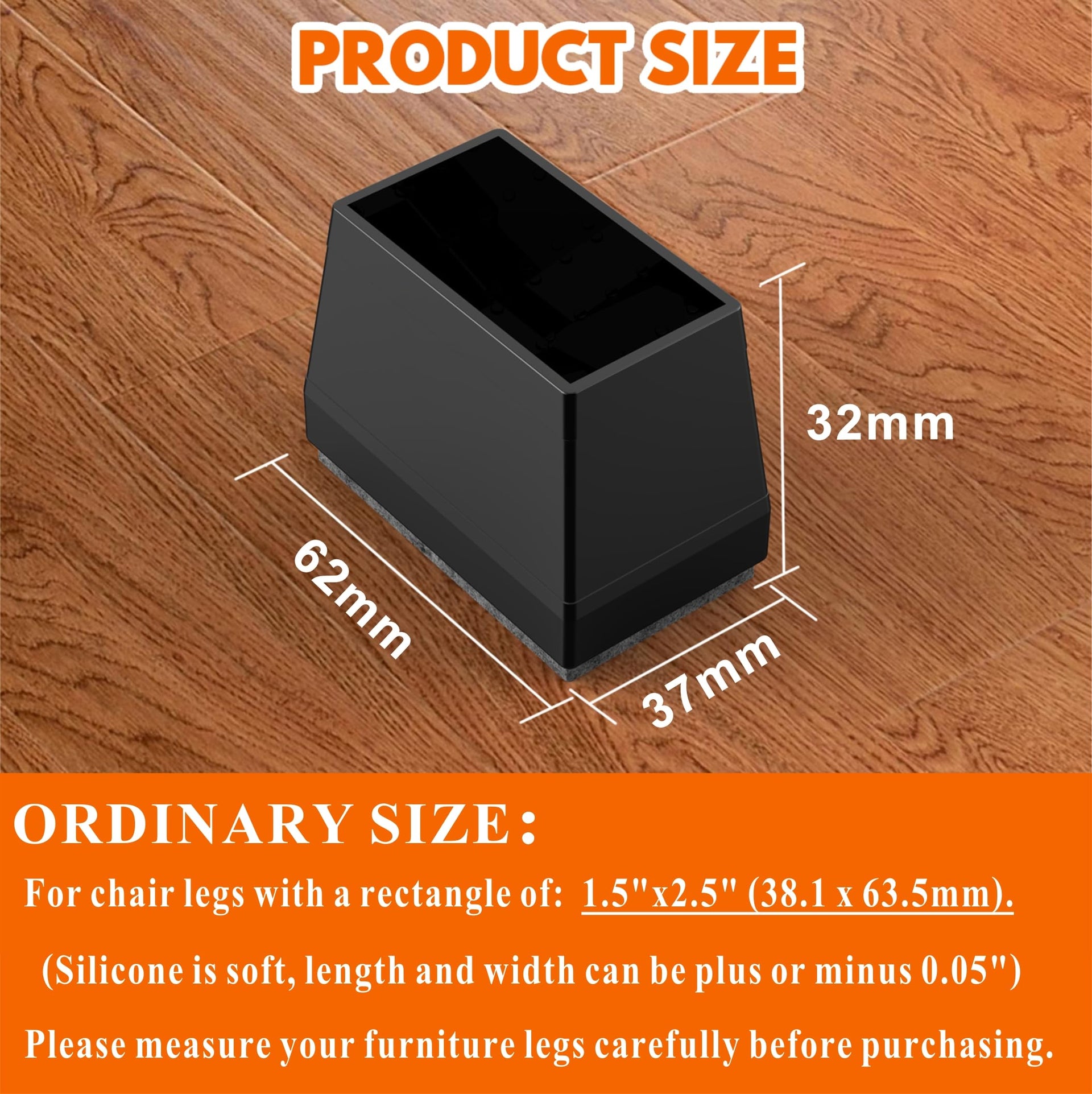 Rectangle Chair Leg Protectors for Hardwood Floors (16 Count)