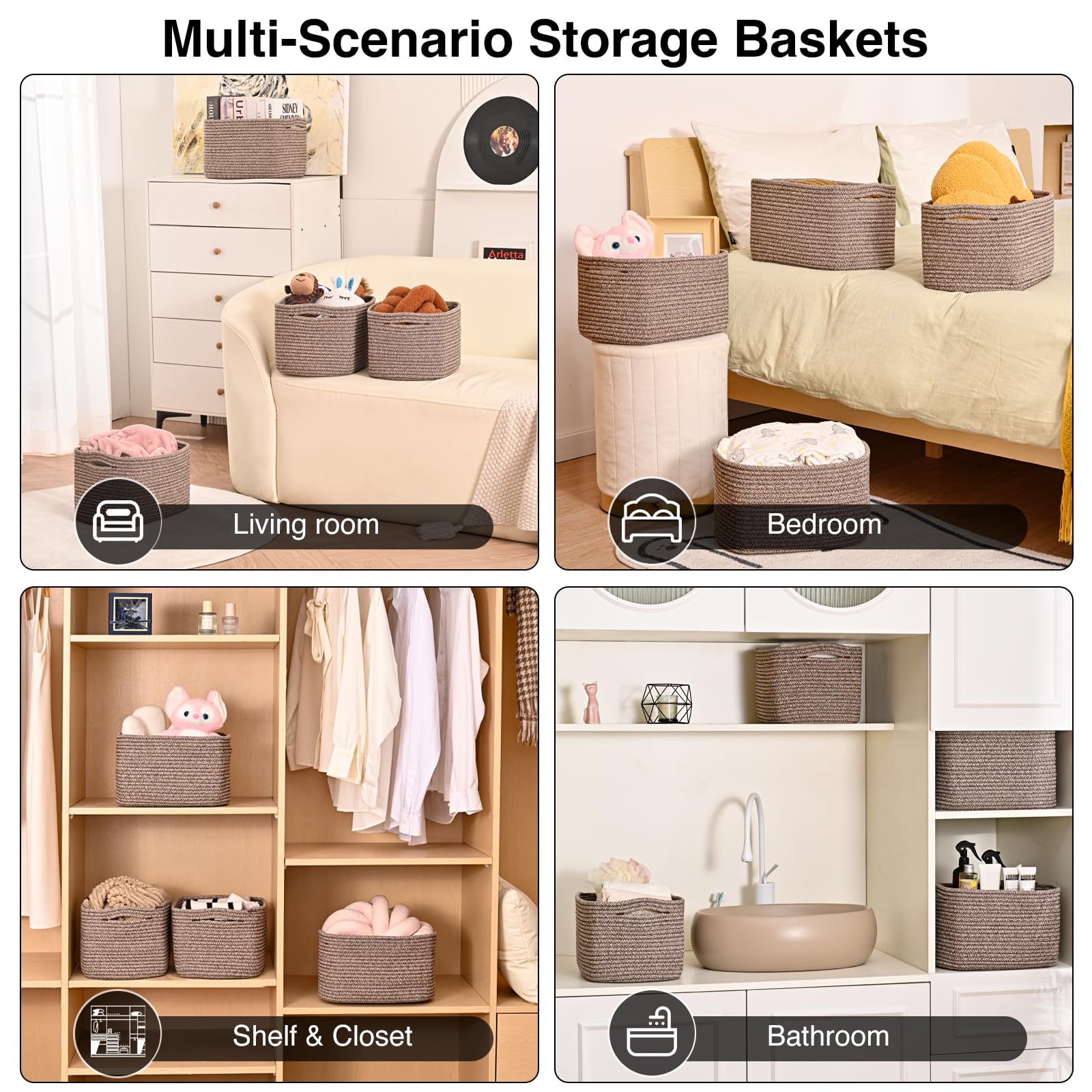 Storage Baskets for Shelves Organizing (4 Count)