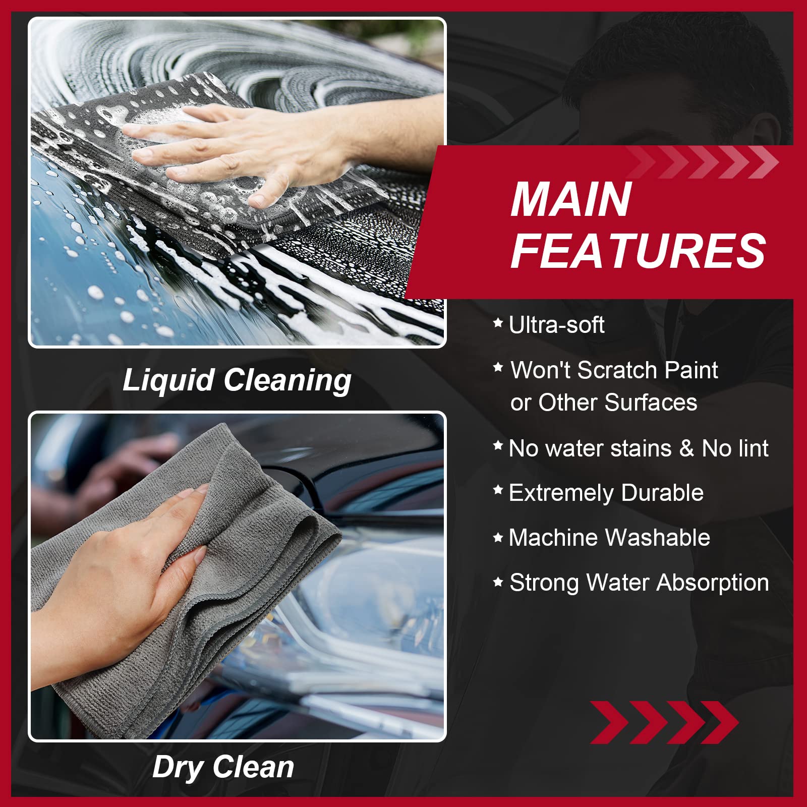 300 Pcs Microfiber Cleaning Cloth 16x16 Inch Microfiber Towels for Car Ultra Absorbent Cleaning Rags Reusable Lint Free Streak Free Detailing Towel for Car Washing Drying Dusting (300 Count)