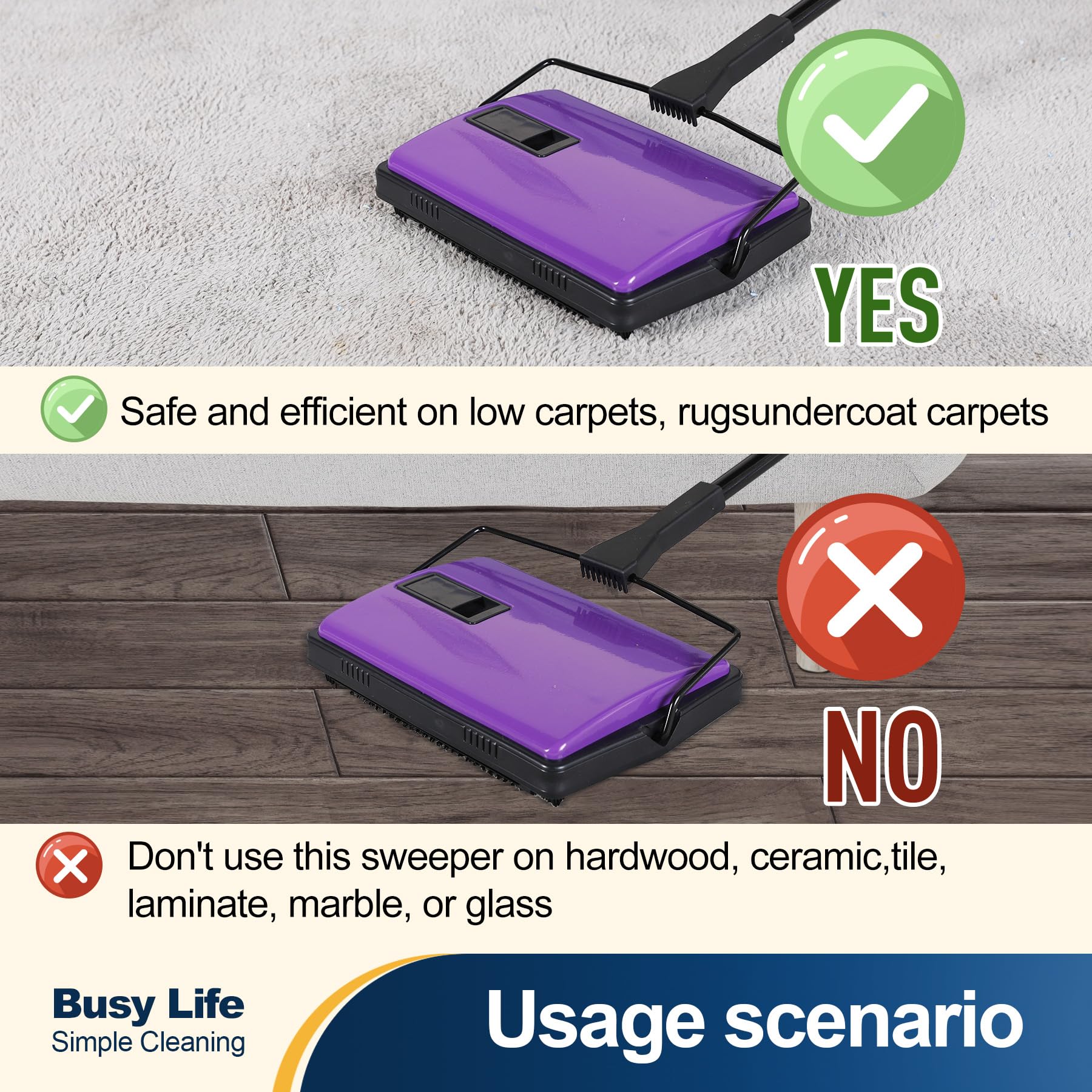 Carpet Sweeper Cleaner Manual Household Sweeper 1*Extra Brush