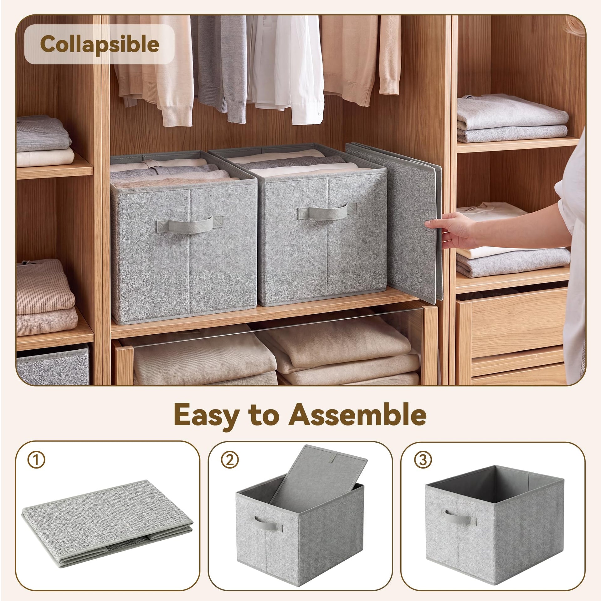 Closet Storage Bins with Handles (3 Count)
