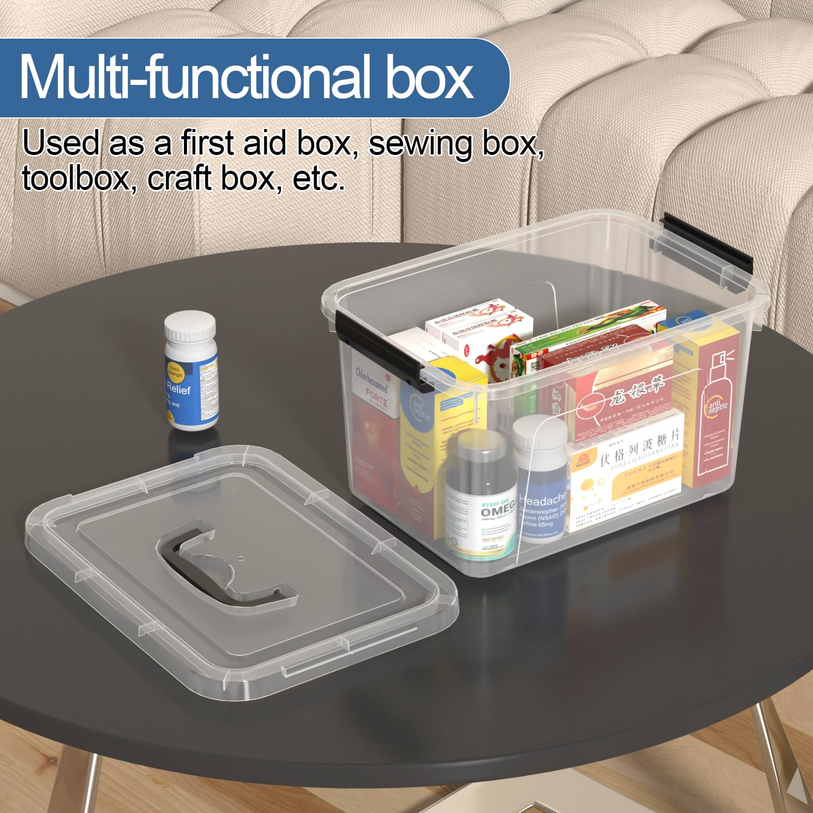 10.5 L Plastic Storage Containers With Lids and Handles (4 Count)