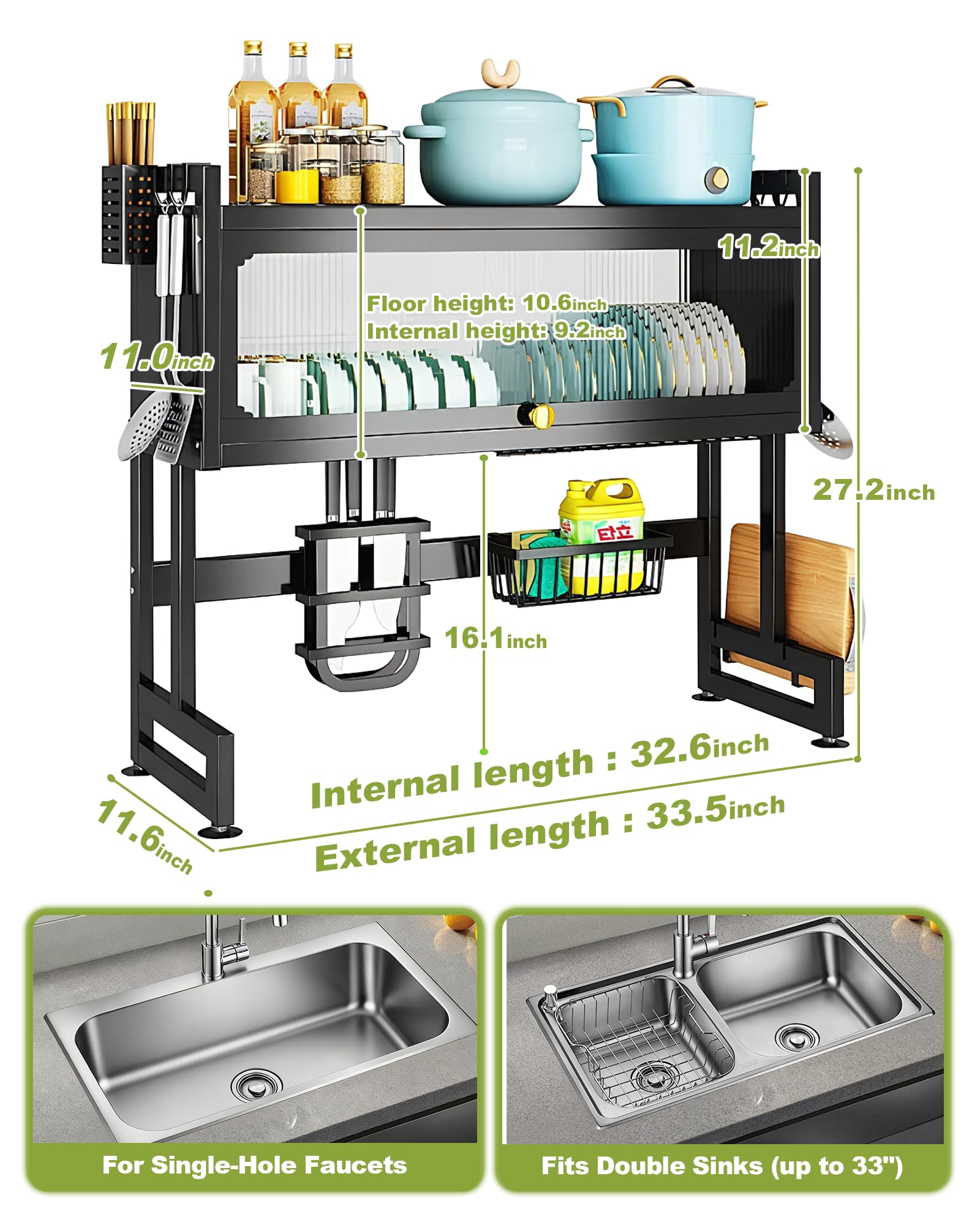 Over the Sink Dish Drying Rack with Cover 2