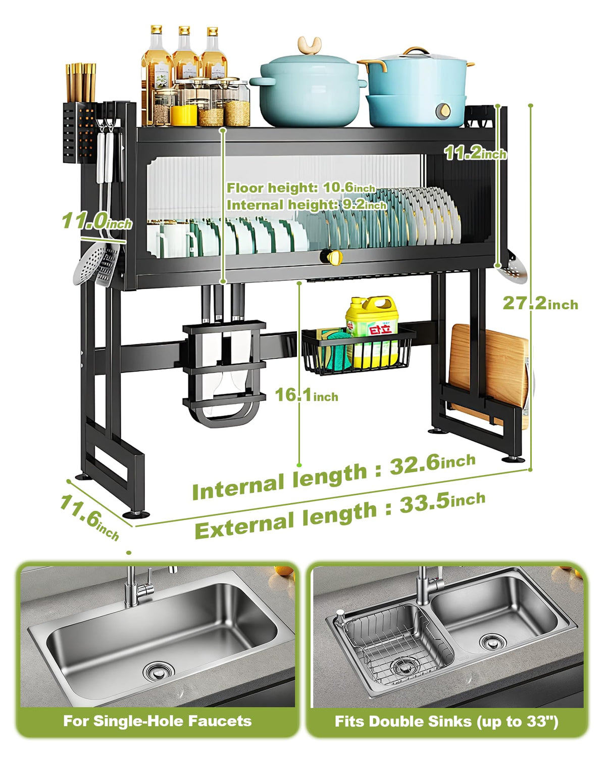 Over the Sink Dish Drying Rack with Cover 2