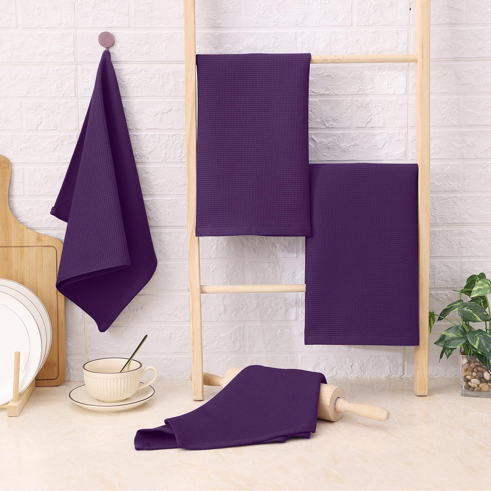 100% Cotton Waffle Weave Kitchen Towels (4 Count)