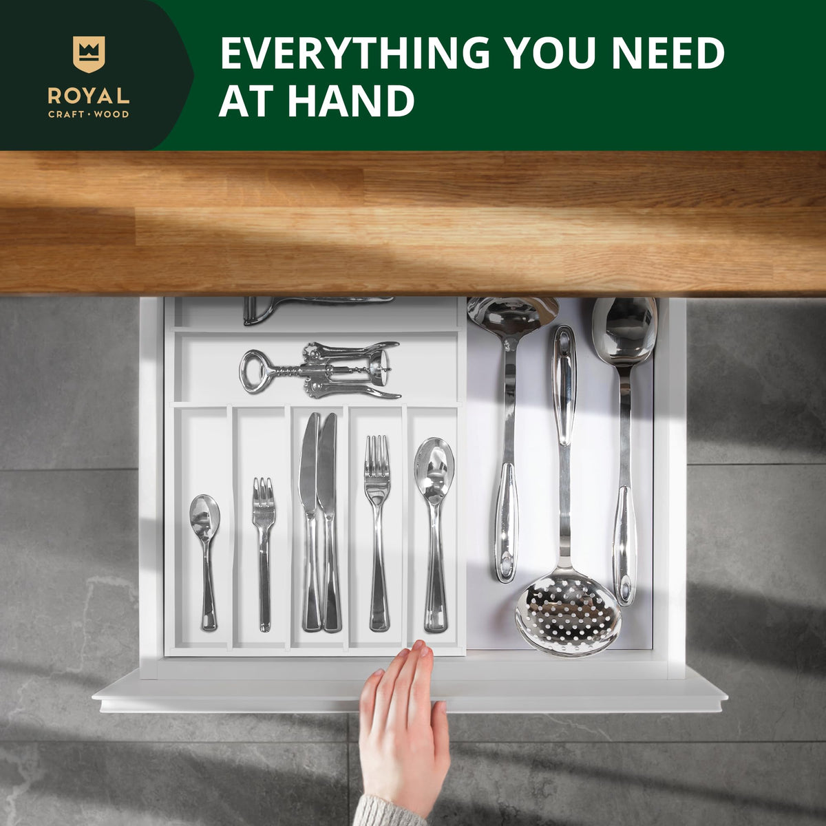 Luxury Bamboo Kitchen Drawer Organizer
