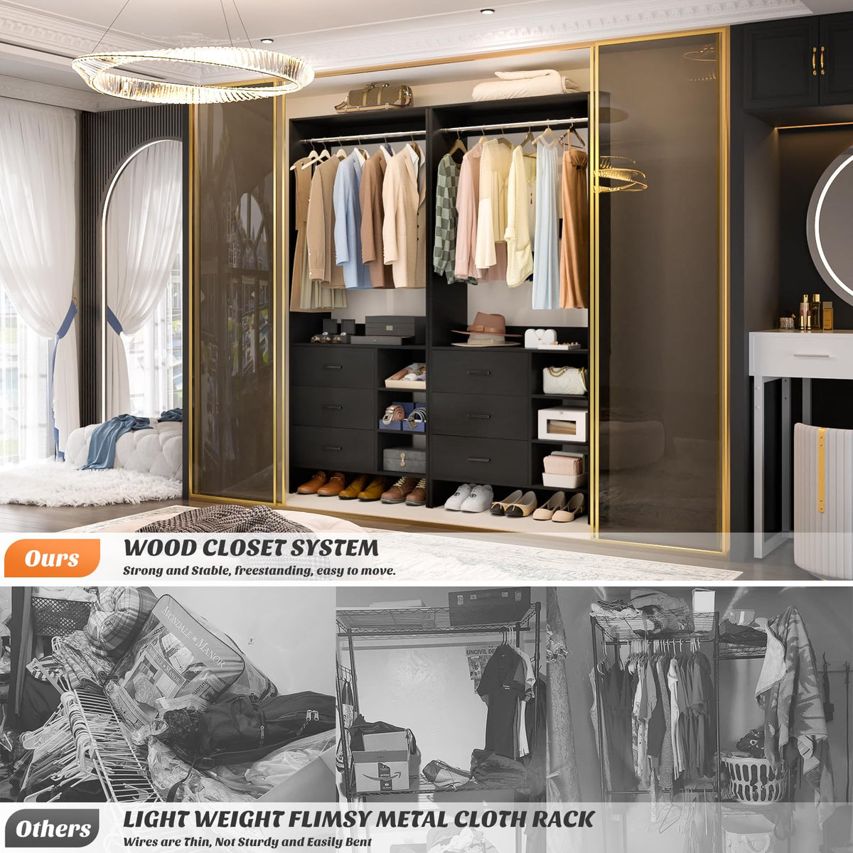 2.5FT Closet System with 3 Drawers