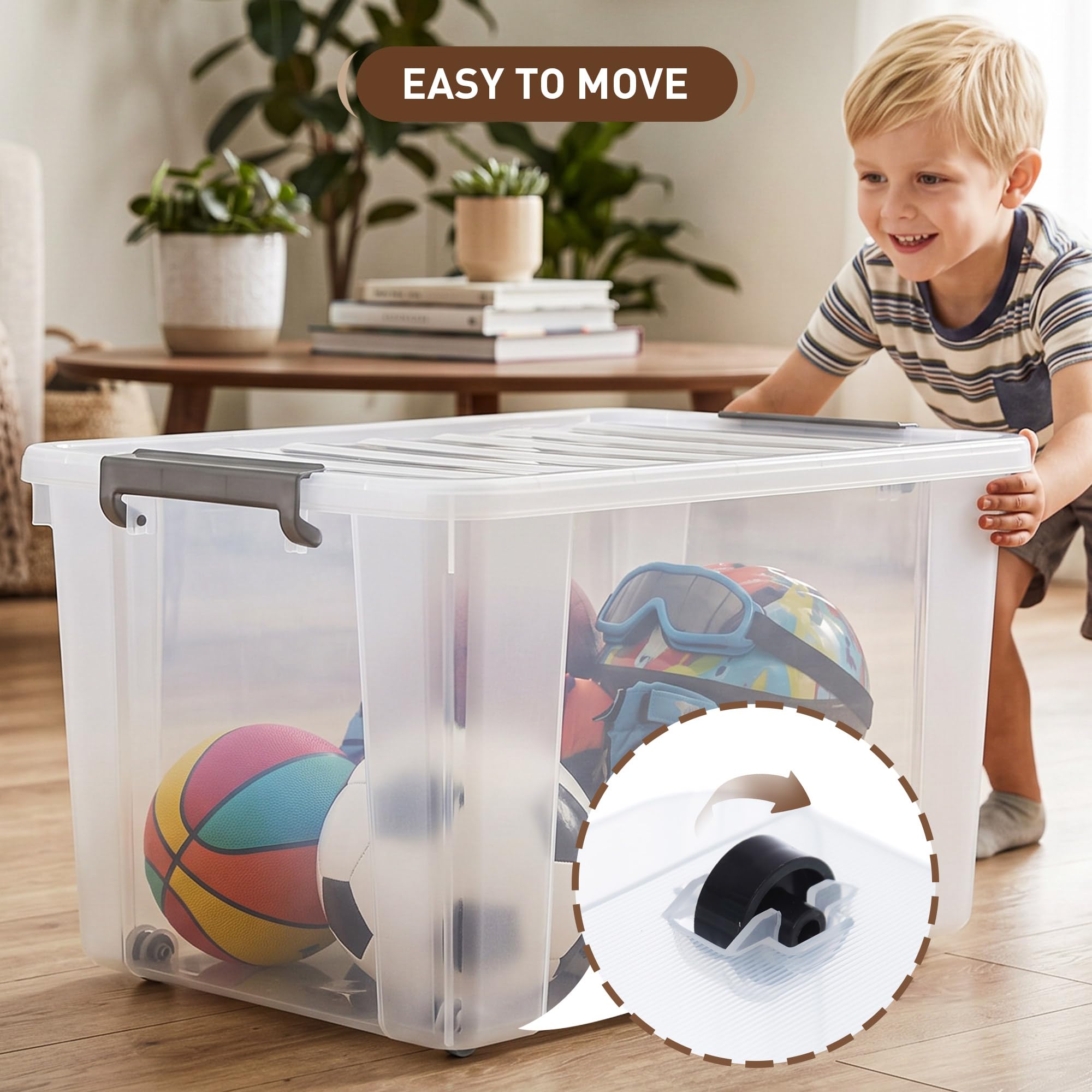 44.4 QT Plastic Storage Bins with Latching Lids Stackable Storage Containers for Organizing Large Clear Storage Box for Garage (8 Count)