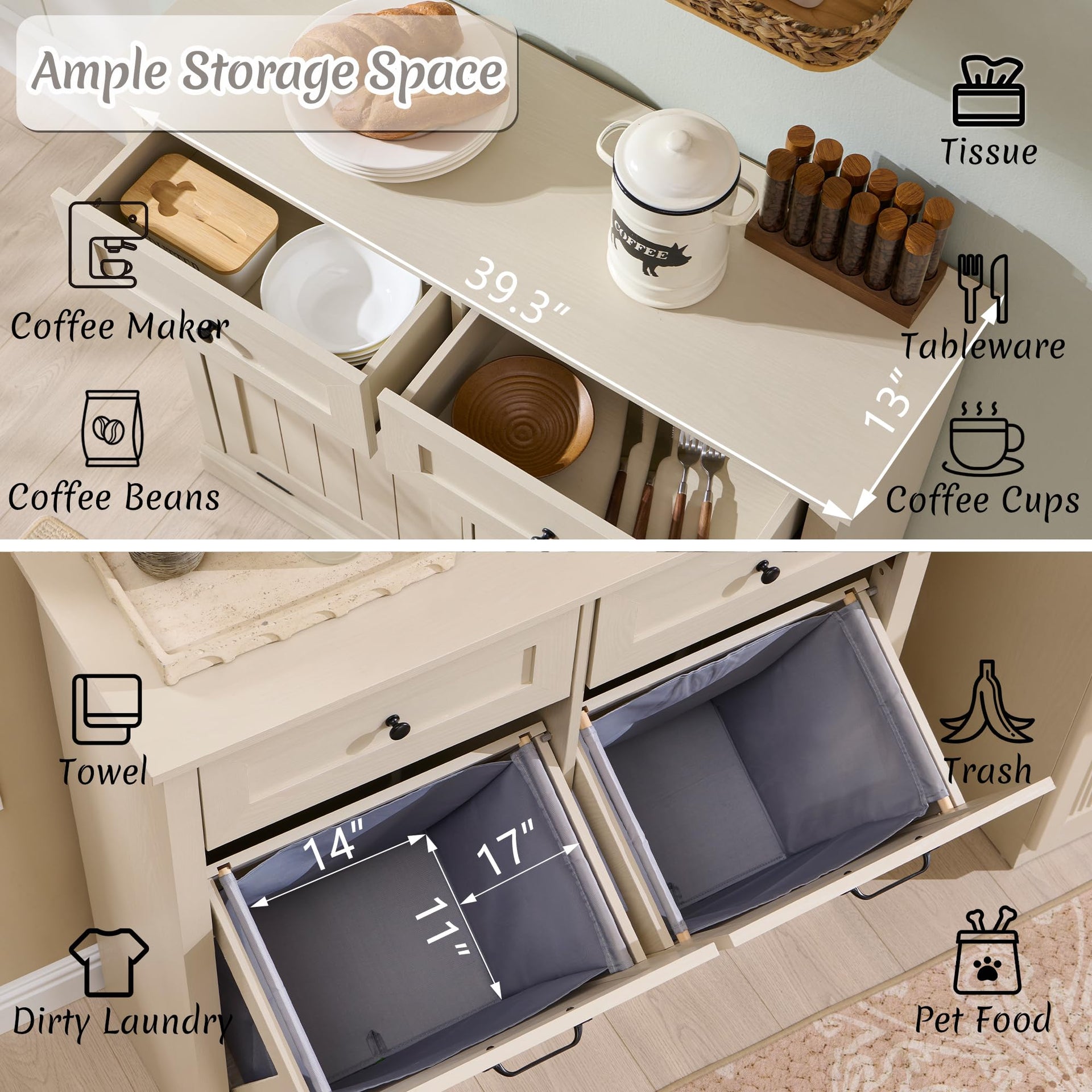 Double Tilt Out Laundry Hamper Cabinet