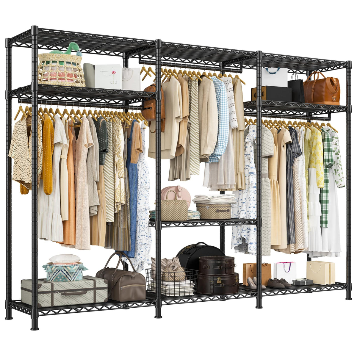 Clothes Rack Heavy Duty Load 795LBS Portable Clothing Racks for Hanging Clothes Adjustable Garment Rack