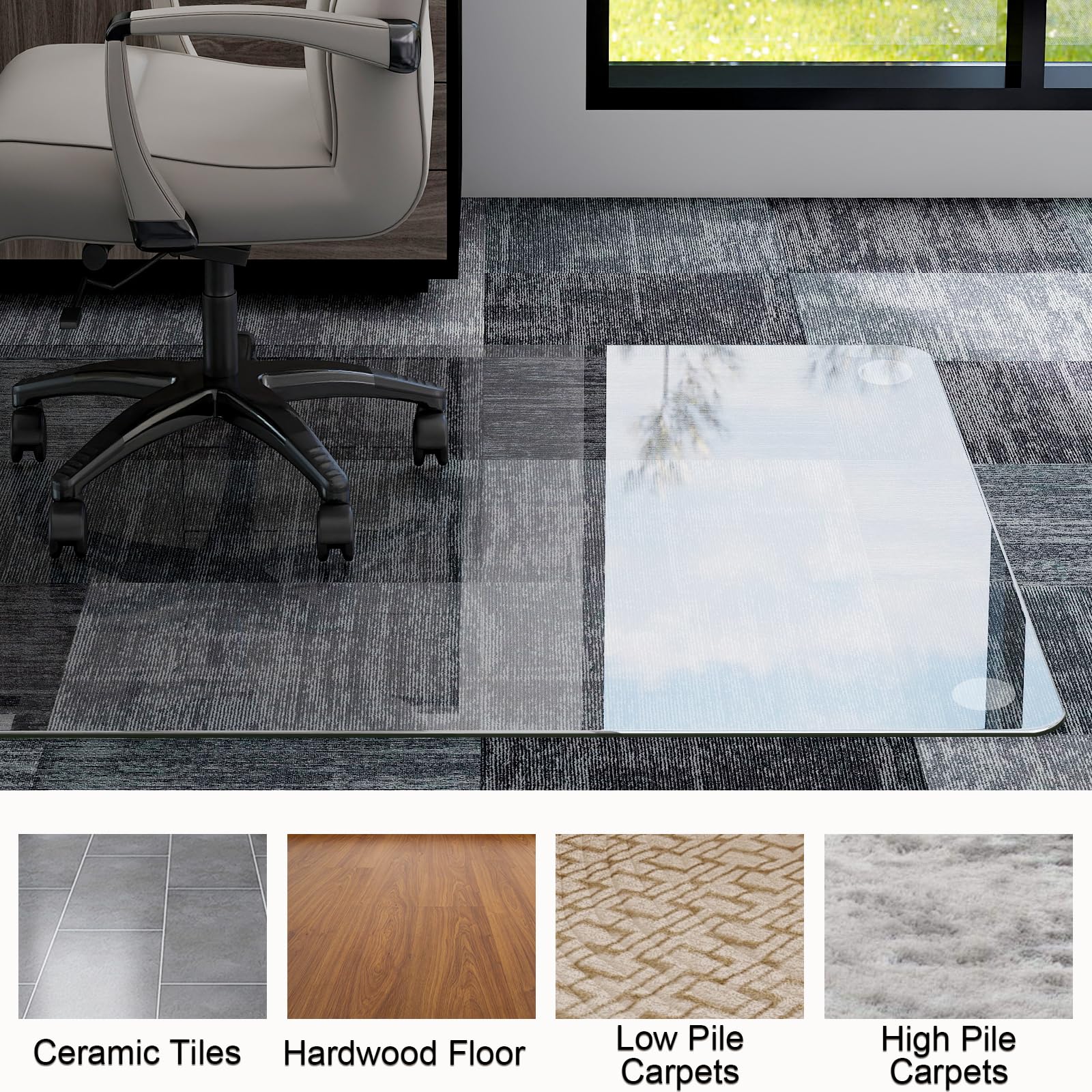 54"x32" Tempered Glass Chair Mat