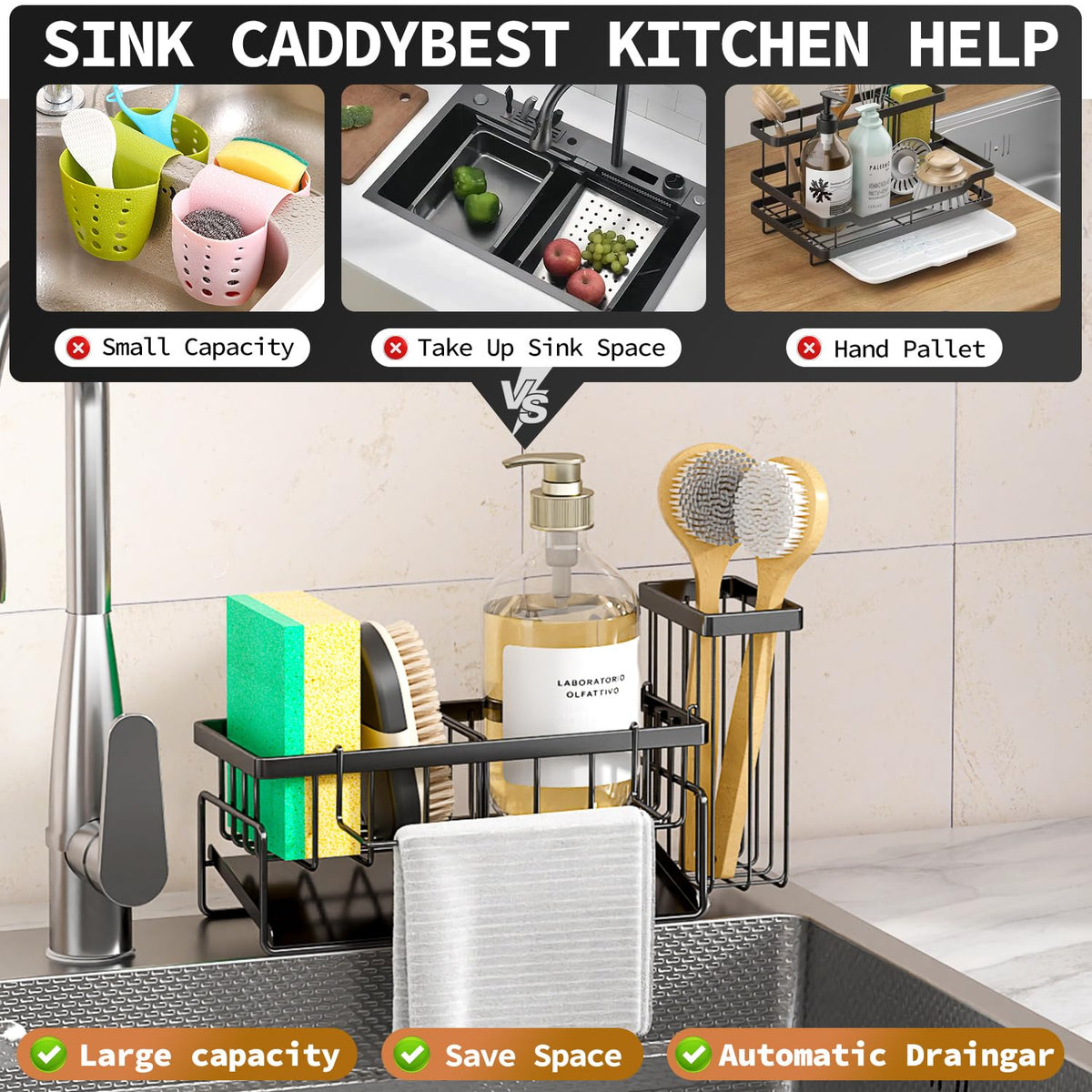 Sponge Holder & Sink Caddy Organizer