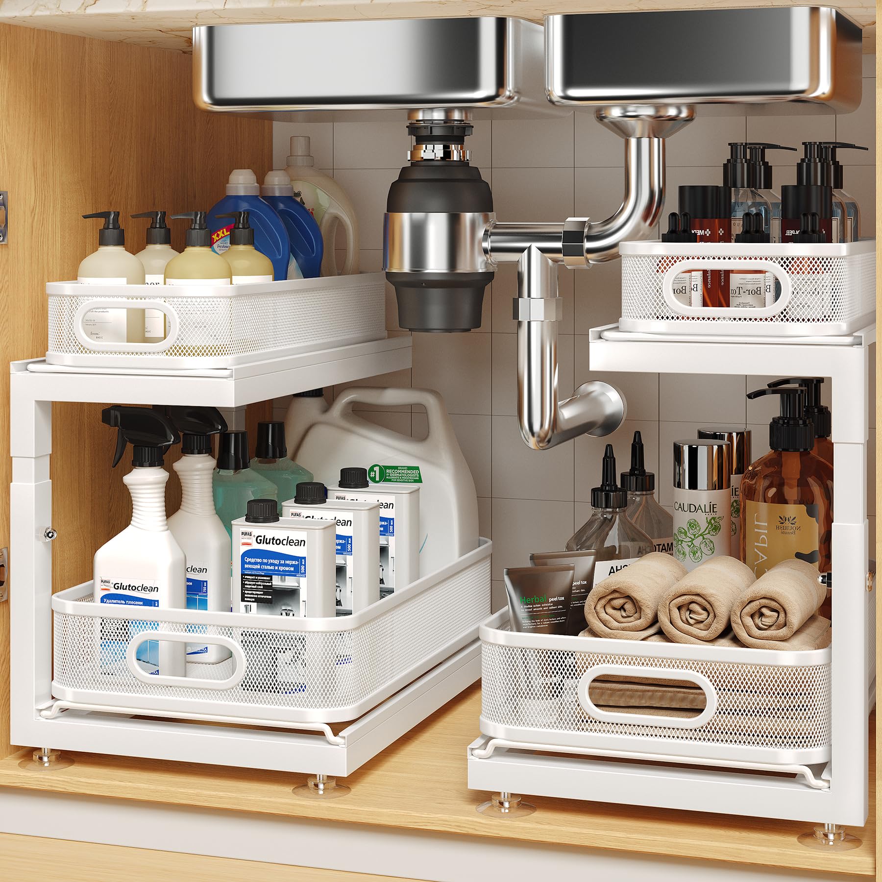 2 Pack Under Sink Storage Organizer with 2 (2 Count)