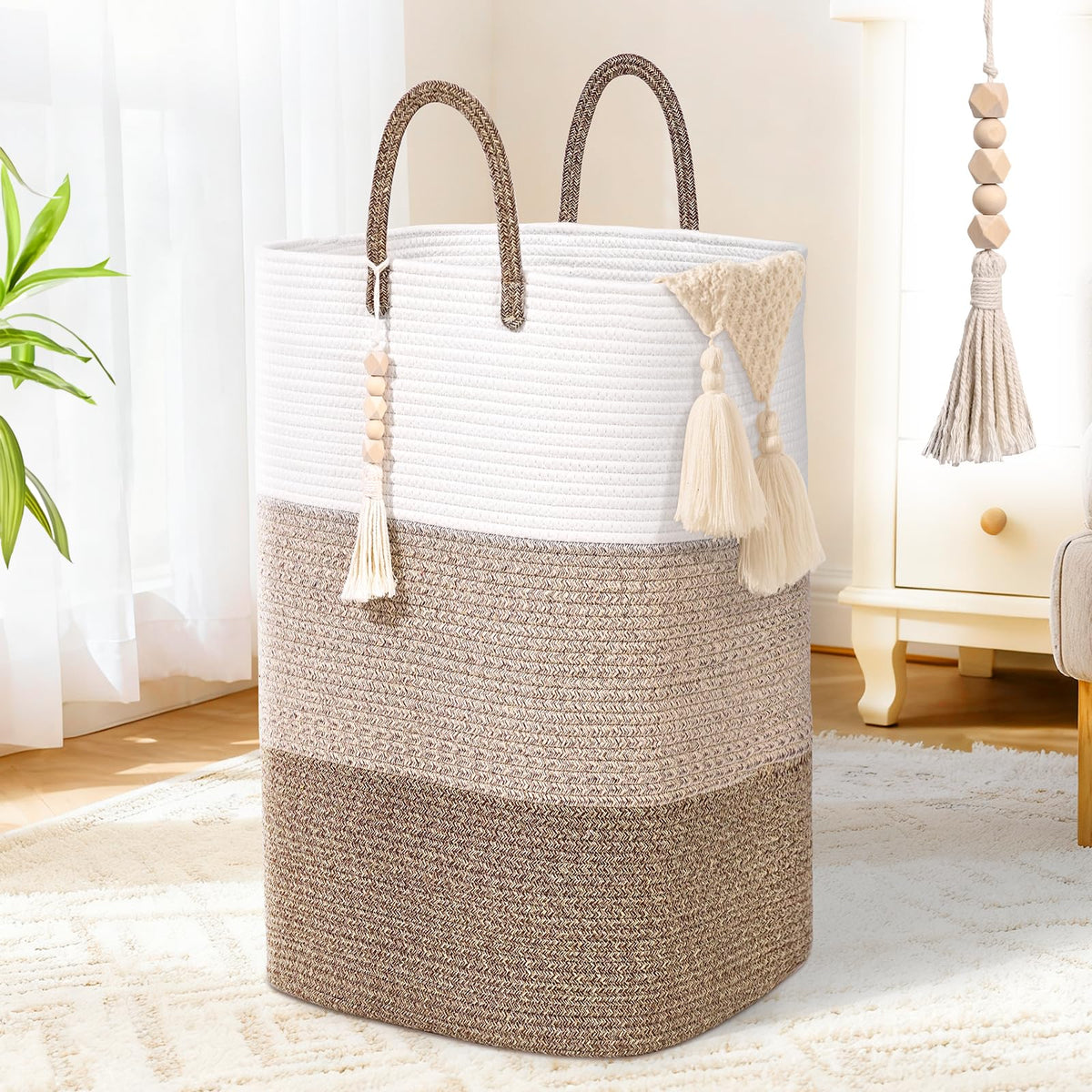 Woven Laundry Basket for Clothes (33.814 Fl Oz)