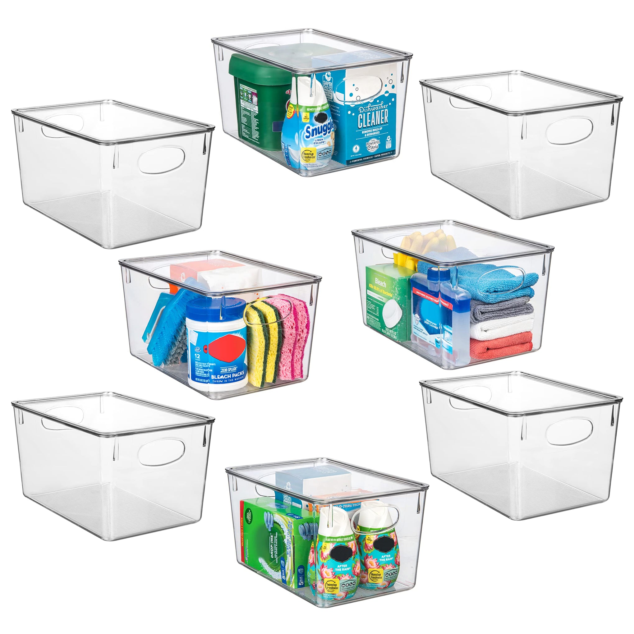 Plastic Storage Bins With lids (8 Count)