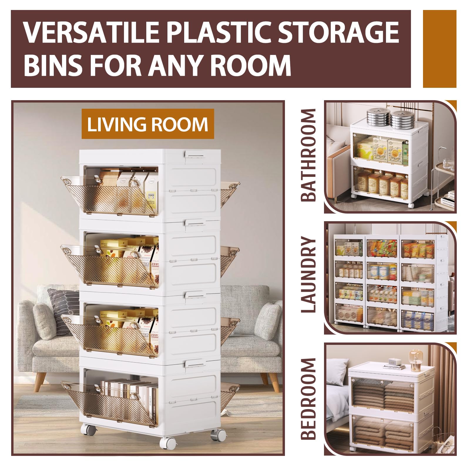 4 Tier Stackable Plastic Storage Bins