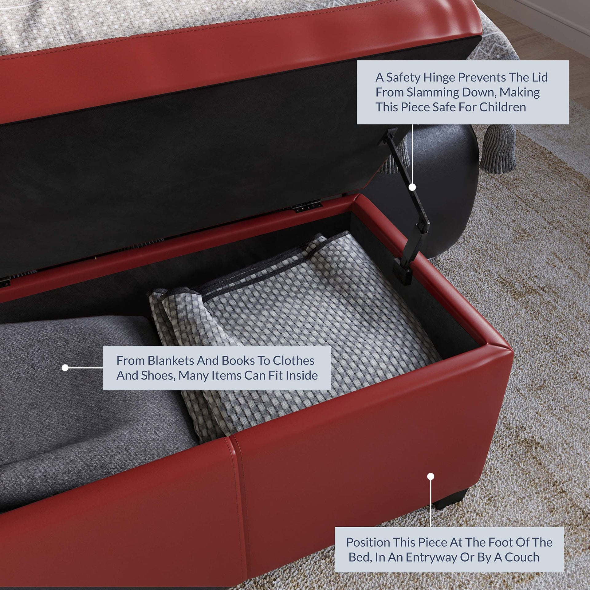 Storage Faux Leather Ottoman