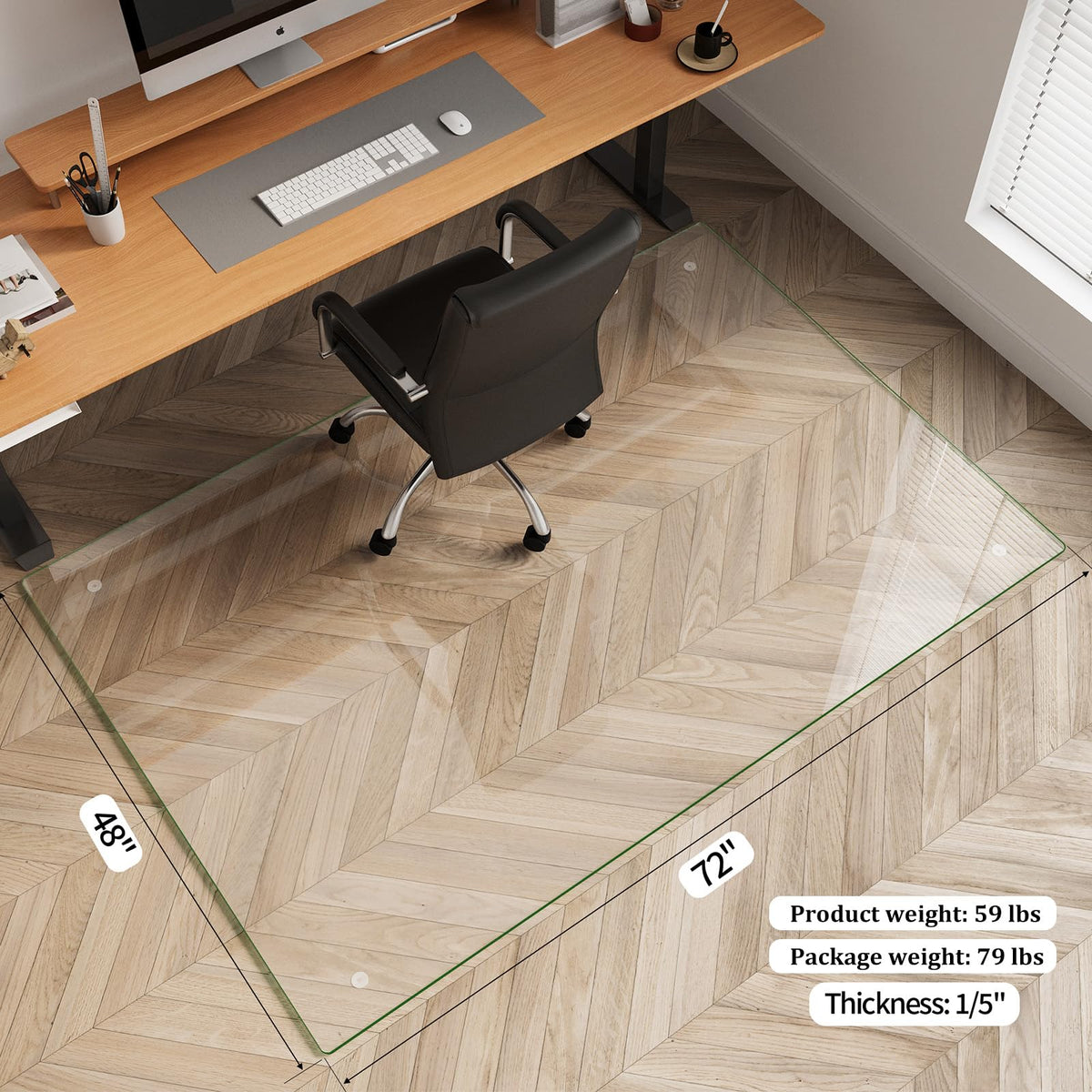 48" x 72" Office Chair Mat for Hardwood Floors & Carpets