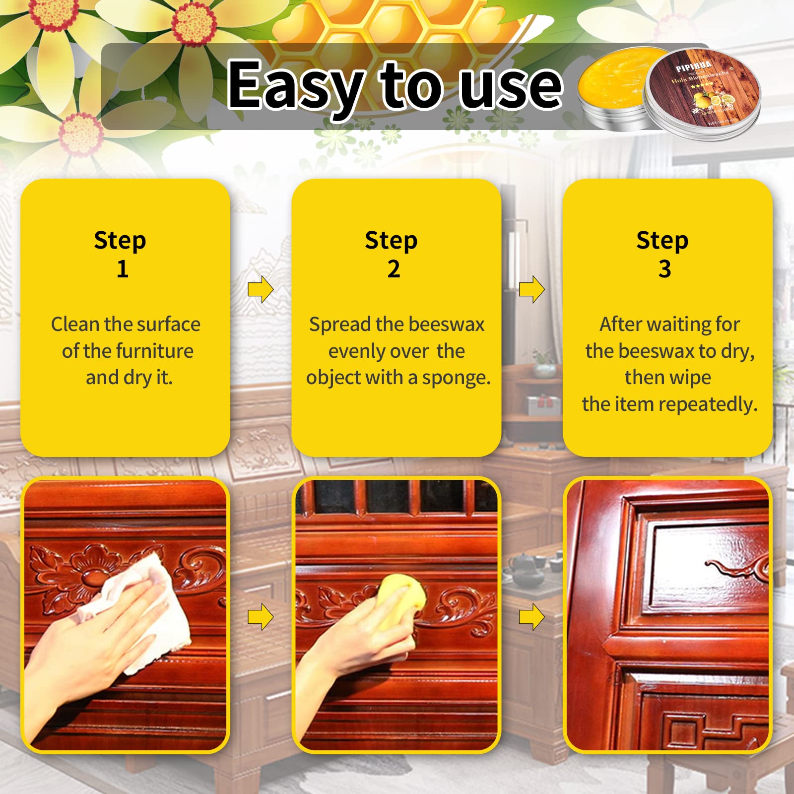 Beeswax Polish and Conditioner for Wood Furniture (3.53 Ounce)