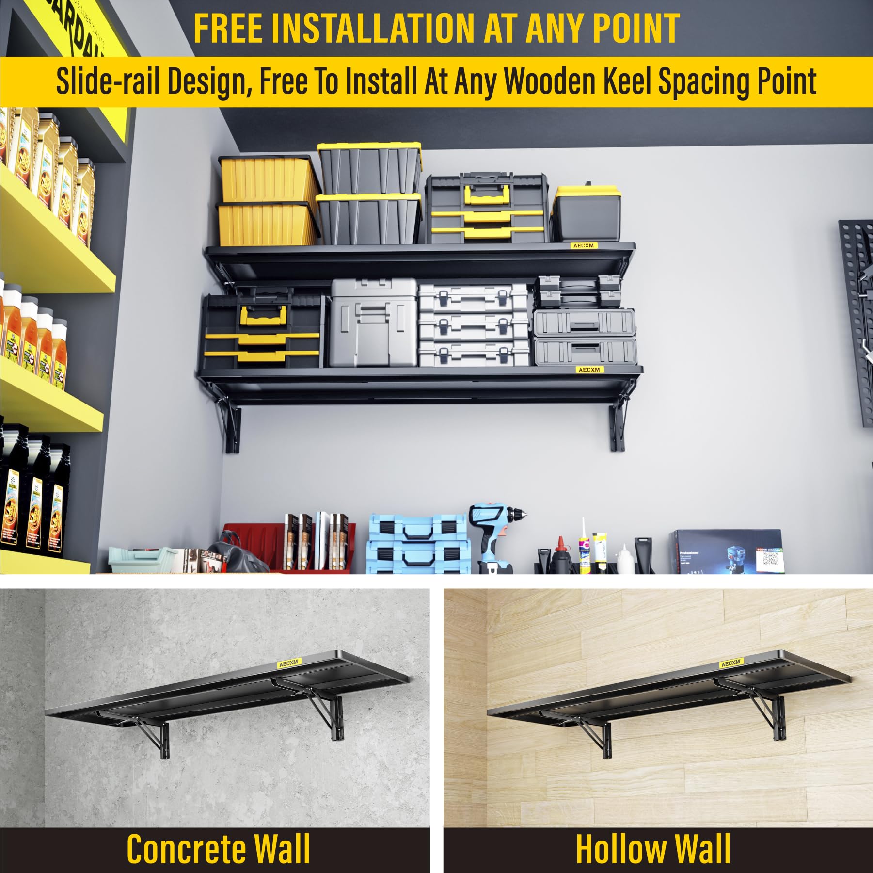 1.3x4ft Adjustable Rail Type Folding Storage Rack Shelf