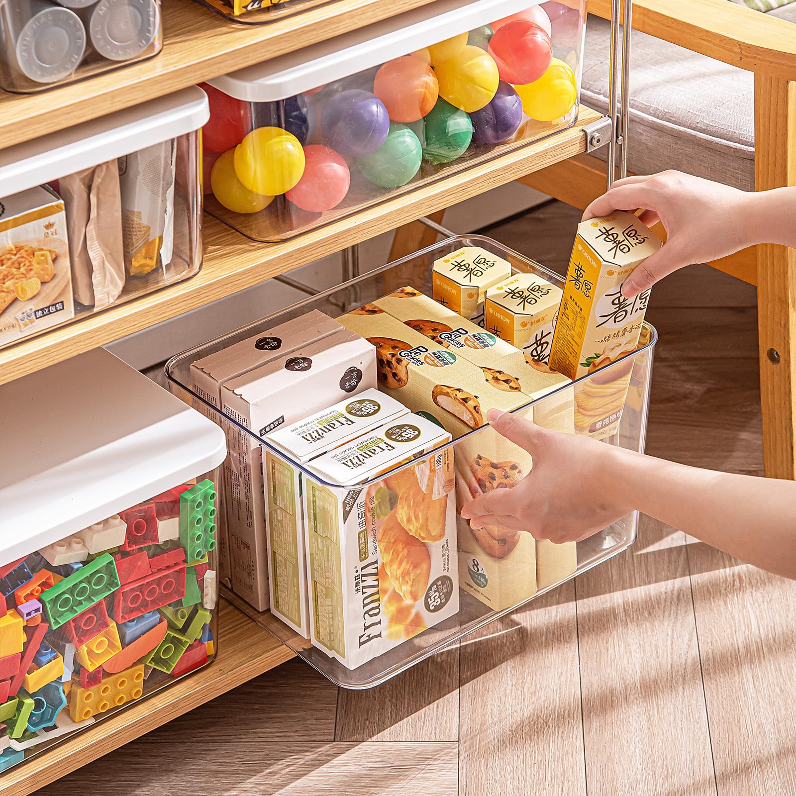 Clear plastic storage bins with LIDS (4 Count)