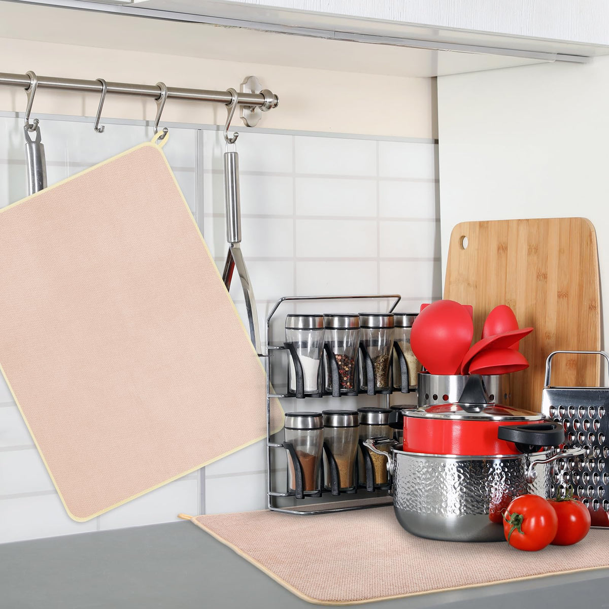 2 Pack Extra Large Dish Drying Mat Microfiber Absorbent Dish Drying Pad Large Size Dishes Drainer Mats for Countertop